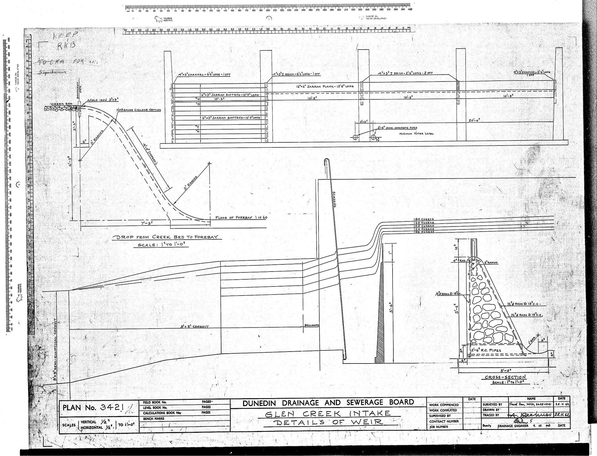 GLEN CREEK INTAKE &ndash; DETAILS OF WEIR