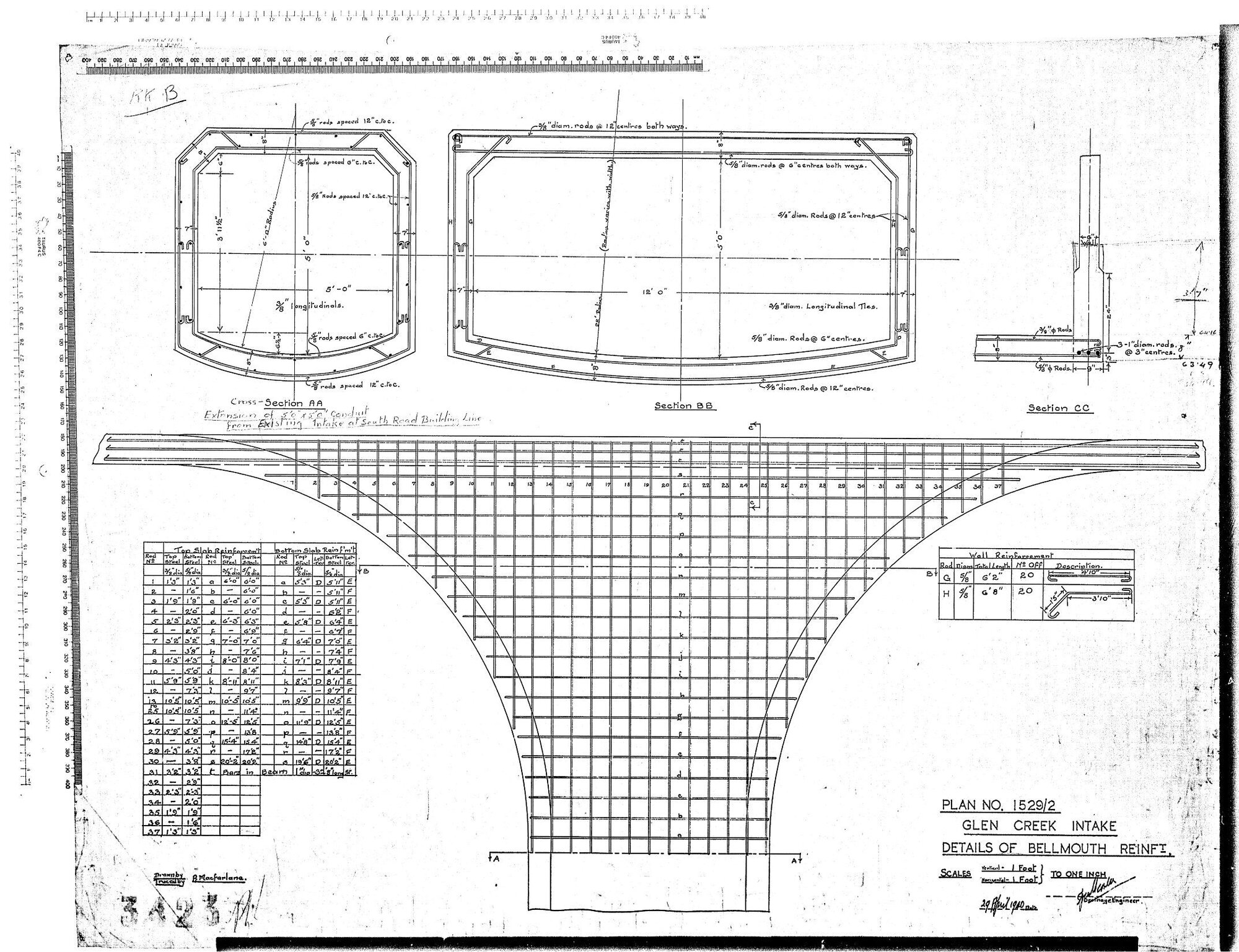 GLEN CREEK INTAKE &ndash; DETAILS OF BELLMOUTH REINFT
