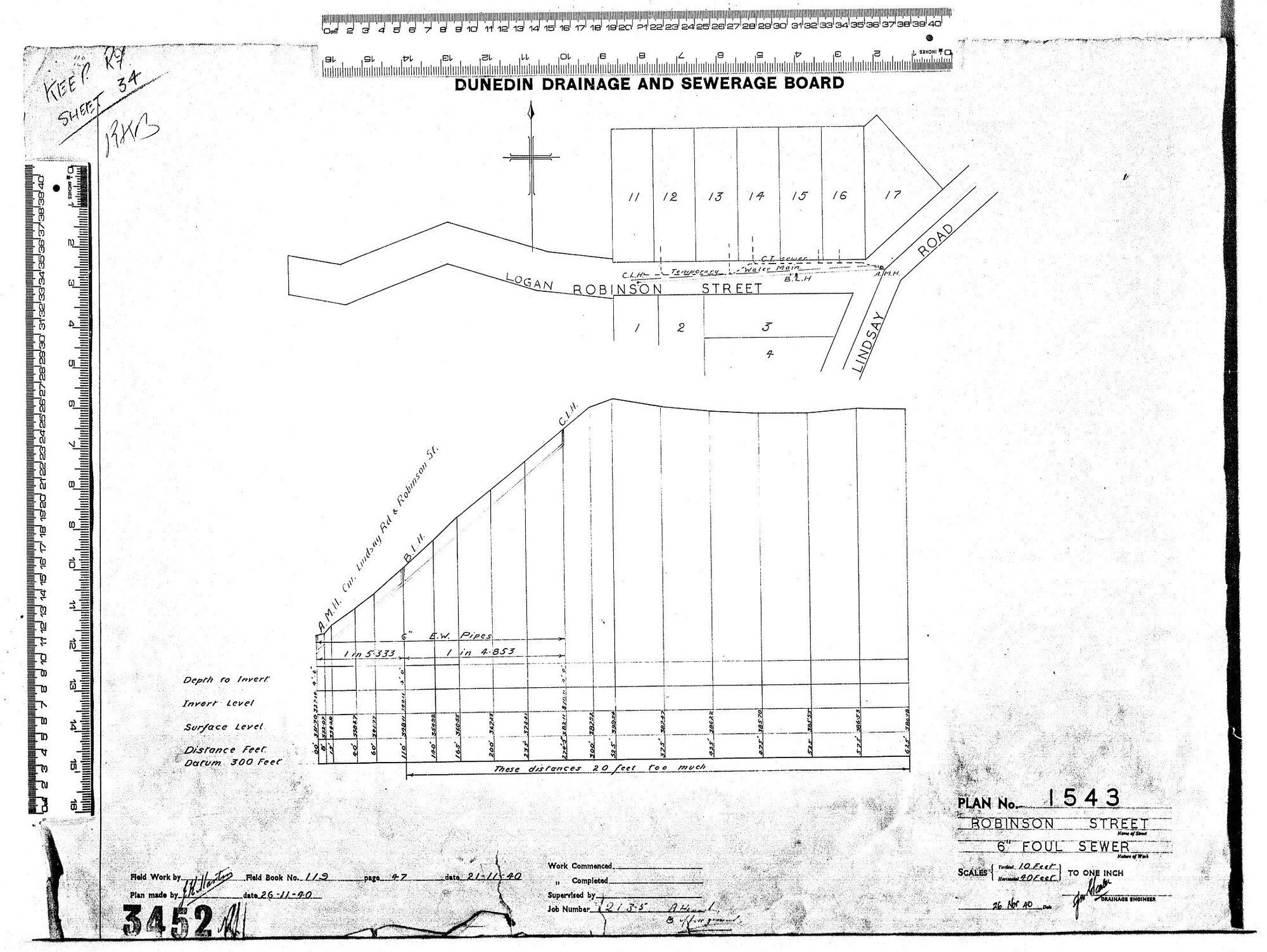 ROBINSON STREET &ndash; 6'' SEWER