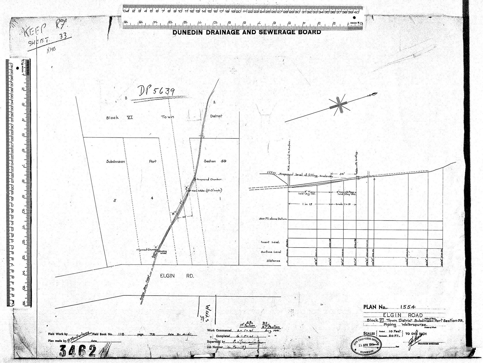ELGIN ROAD &ndash; BLOCK 6 TOWN DISTRICT SUBDIVISION PART SECTIONS 59. PIPING WATERCOURSE