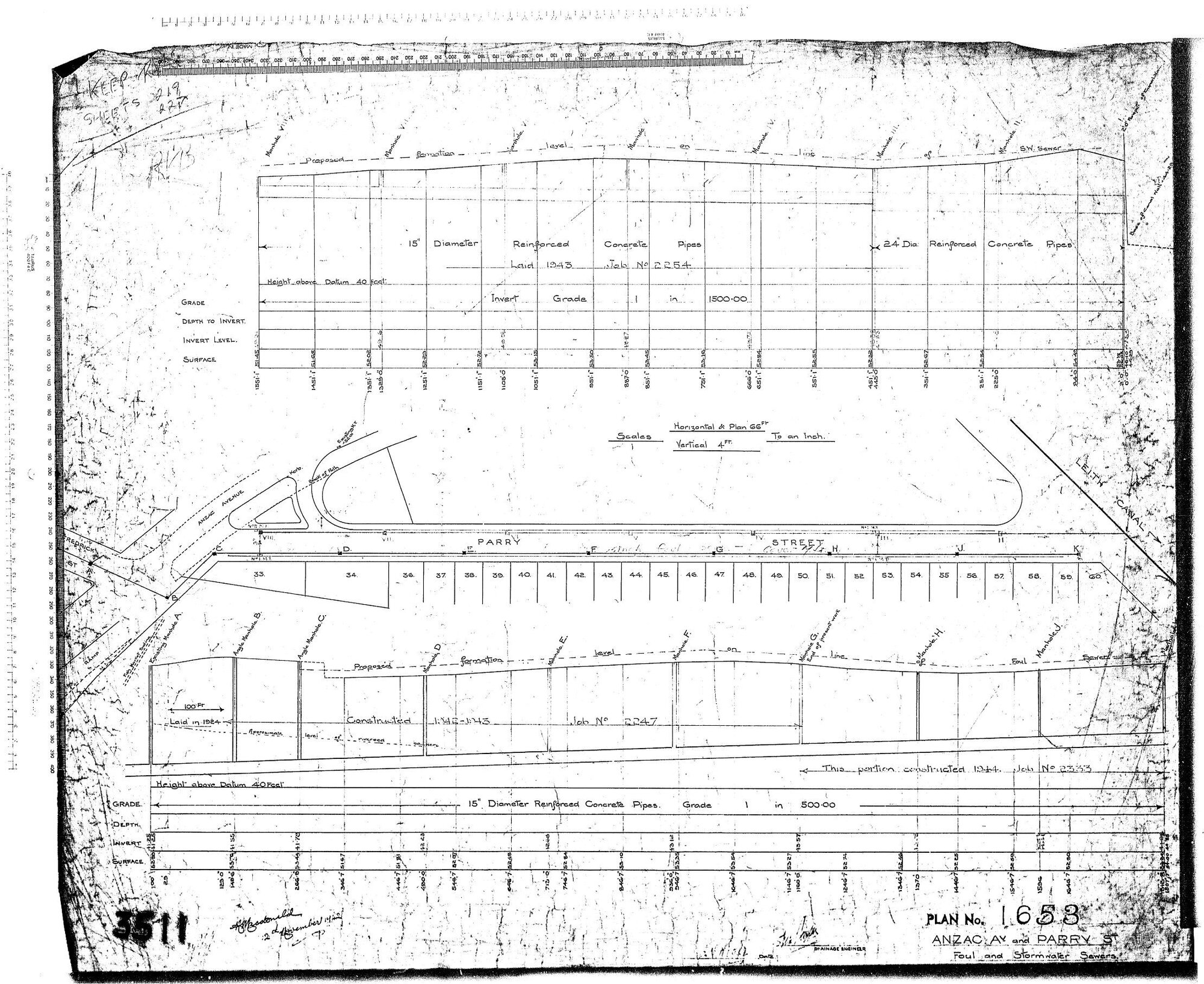 ANZAC AV AND PARRY ST &ndash; FOUL AND STORMWATER SEWERS