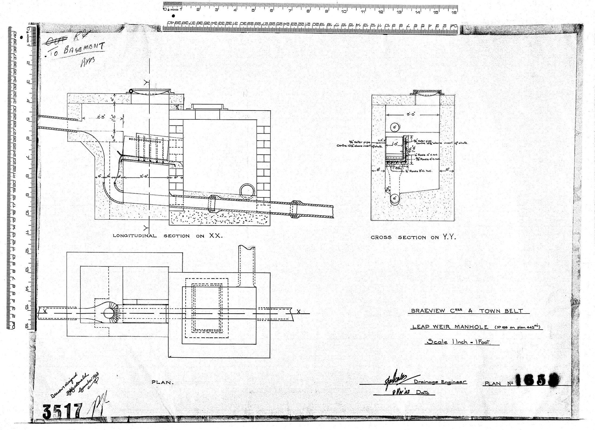 BRAEVIEW CRES &amp; TOWN BELT &ndash; LEAP WEIR MANHOLE (NO 166 ON PLAN 443)