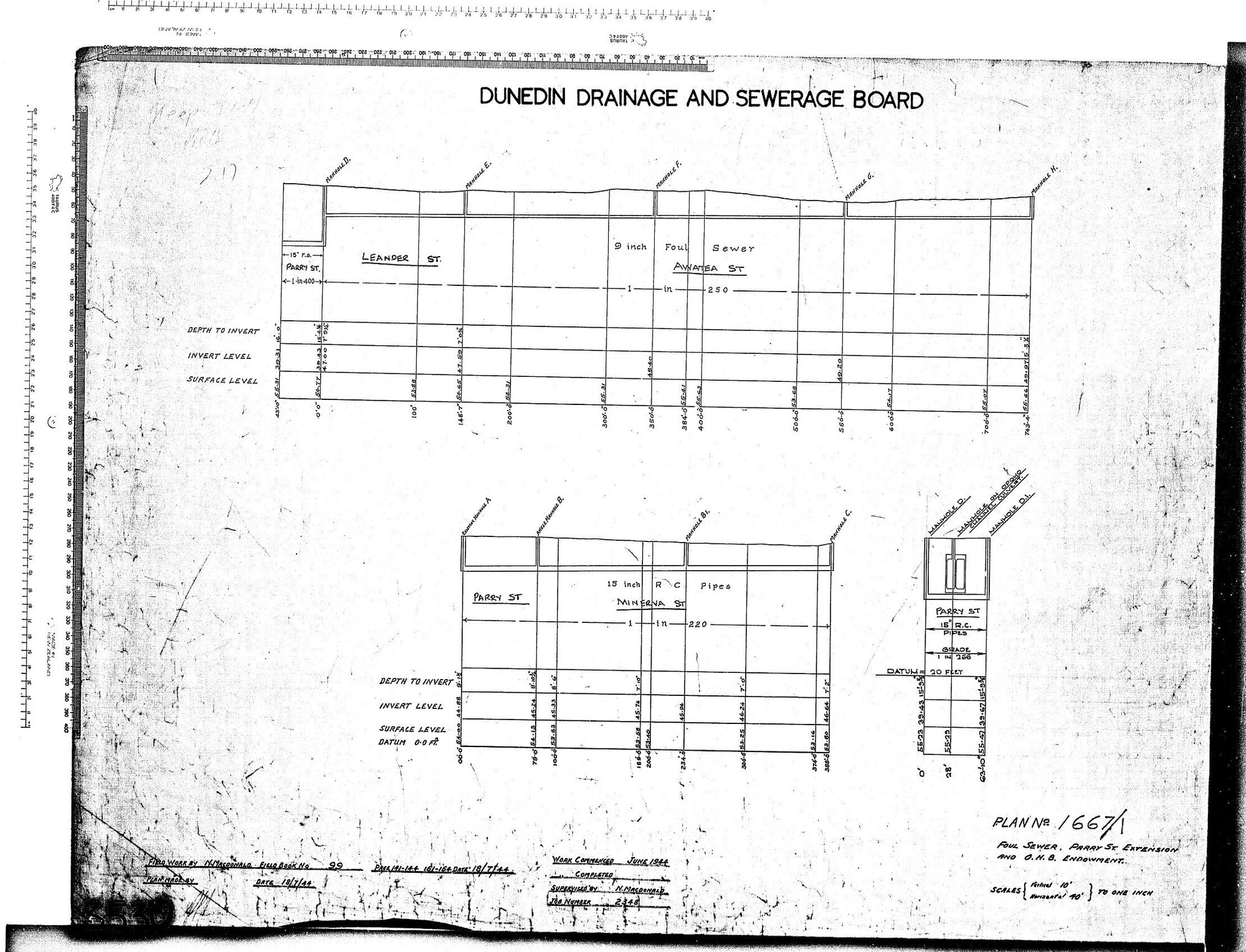 FOUL SEWER, PARRY ST EXTENSION AND O.H.B ENDOWMENT.