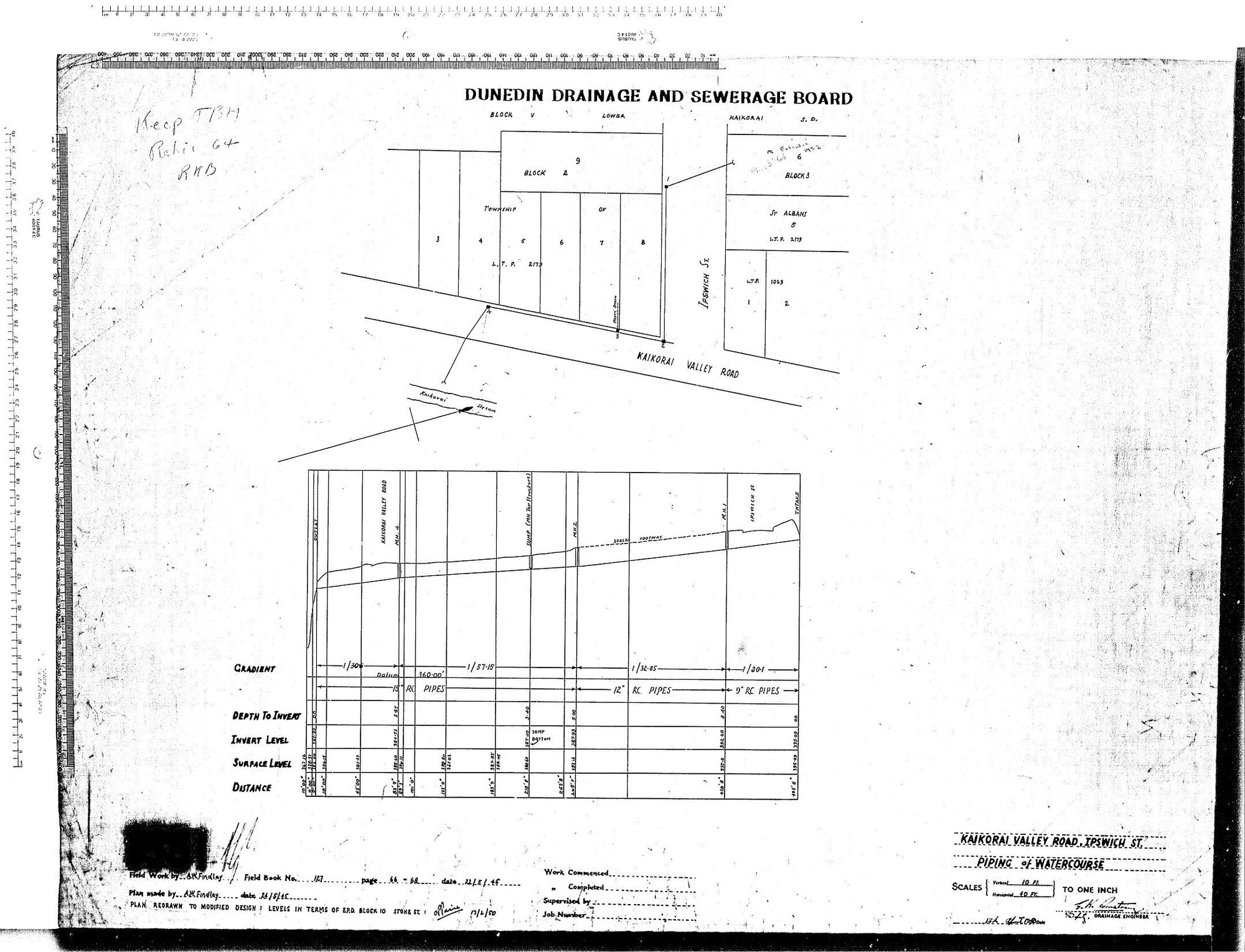 KAIKORAI VALLEY ROAD, IPSWICH STREET &ndash; PIPING OF WATERCOURSE
