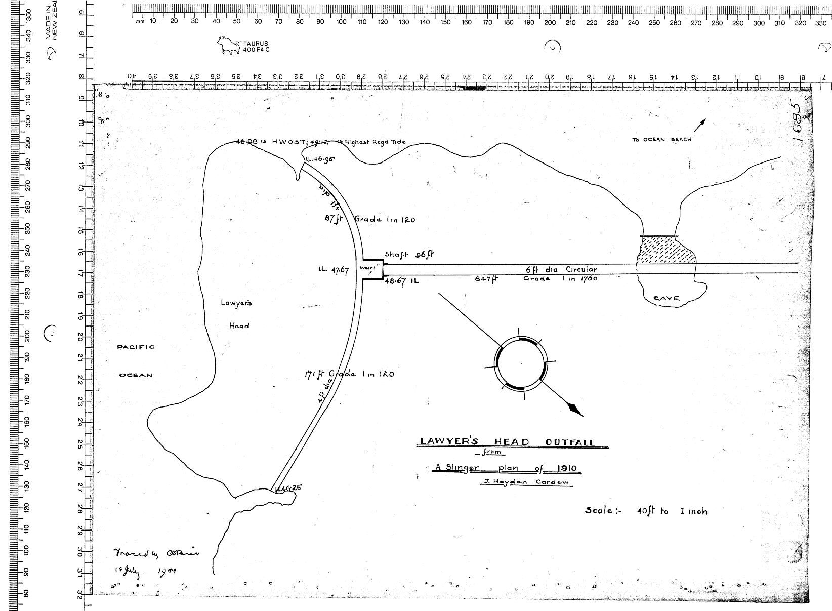 LAWYER'S HEAD OUTFALL &ndash; FROM A SINGER PLAN OF 1910 J.HAYDEN CARDEW