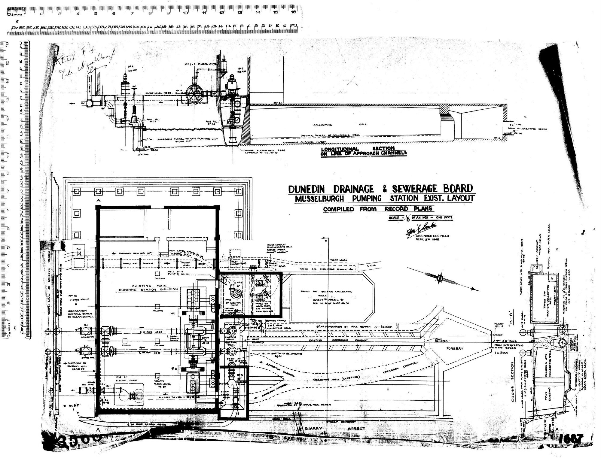 MUSSELBURGH PUMPING STATION EXIST. LAYOUT &ndash; COMPLIED FROM RECORD PLANS