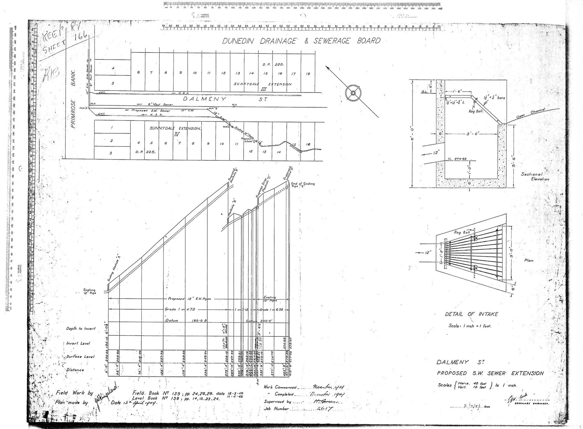 DALMENY STREET PROPOSED S.W. SEWER EXTENSION