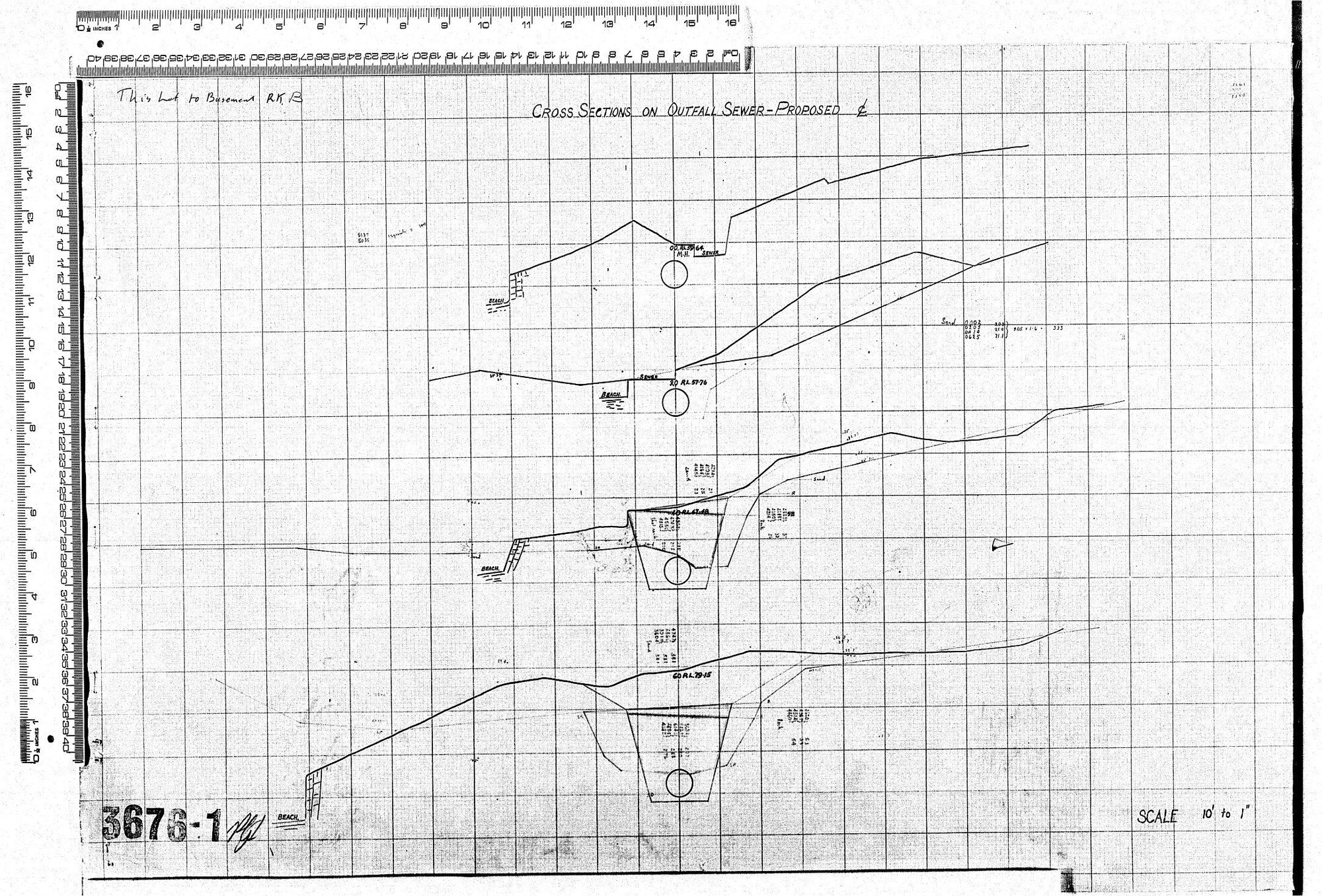 CROSS SECTIONS ON OUTFALL SEWER-PROPOSED