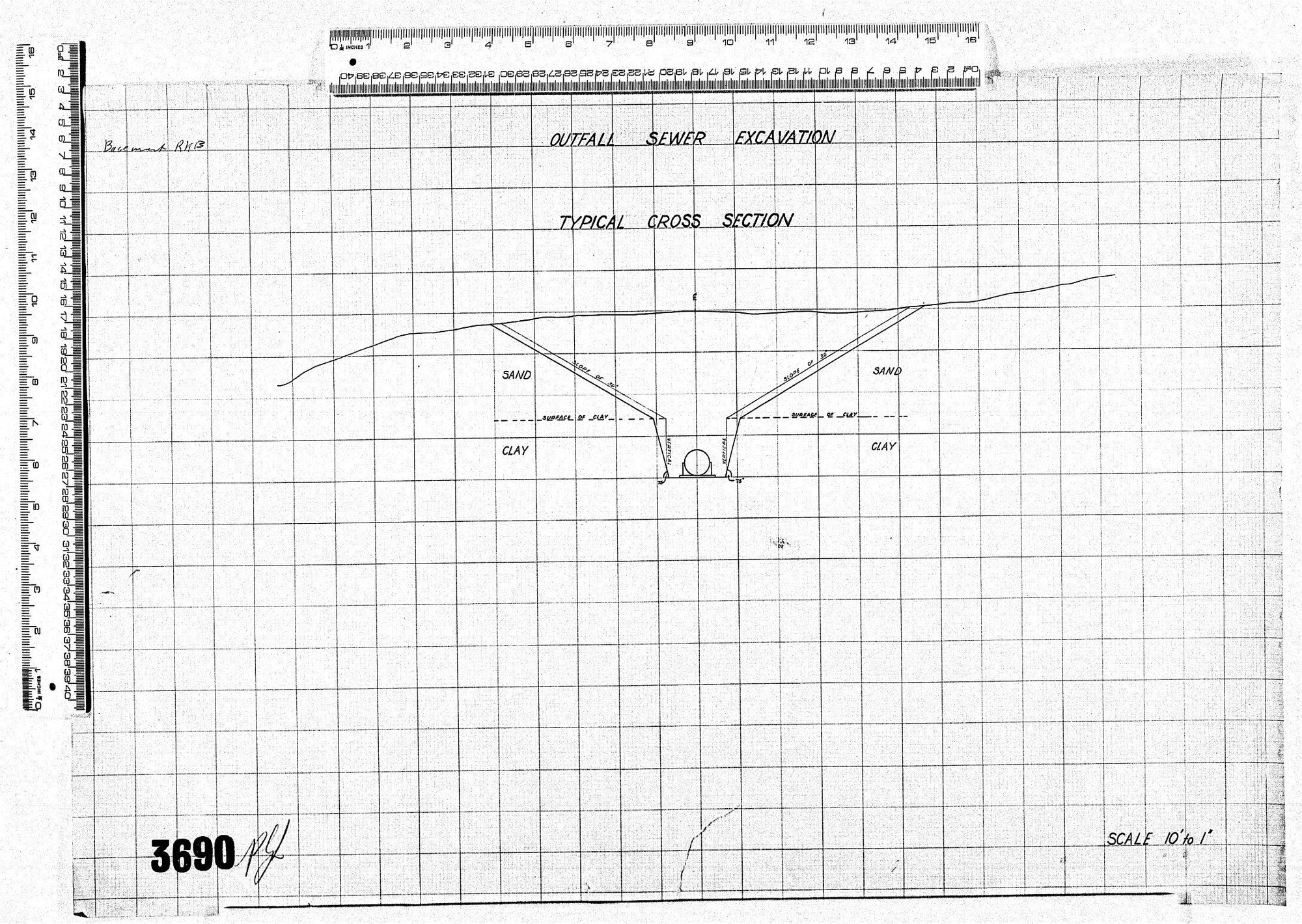 OUTFALL SEWER EXCAVATION TYPICAL CROSS SECTION