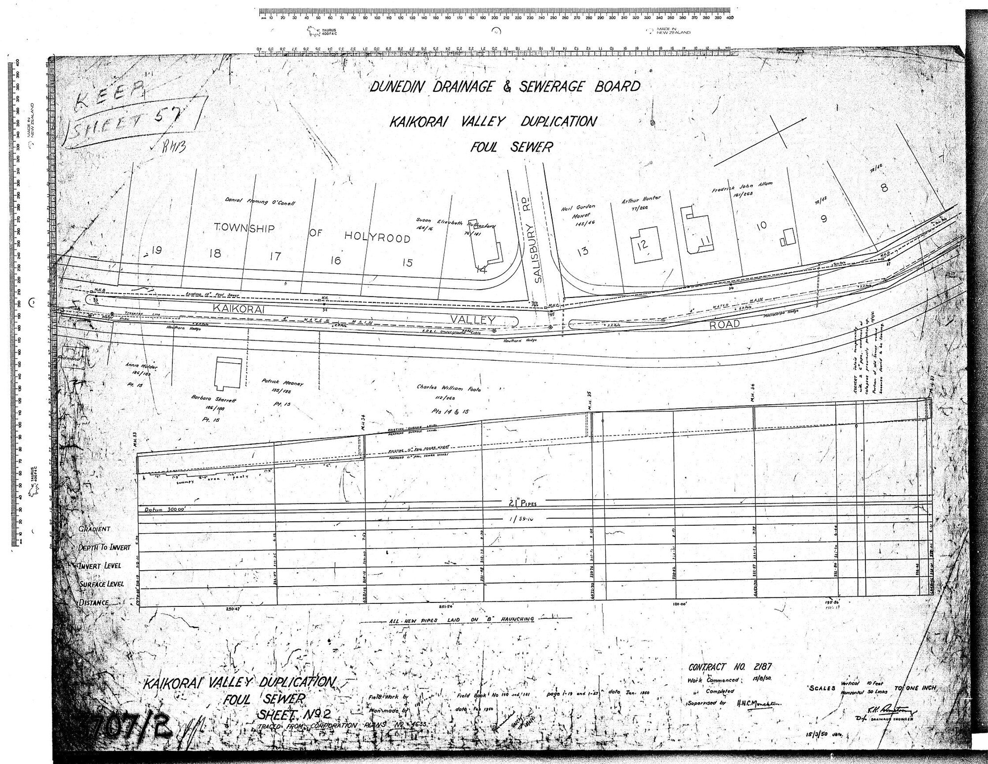 KAIKORAI VALLEY DUPLICATION FOUL SEWER SHEET NO2