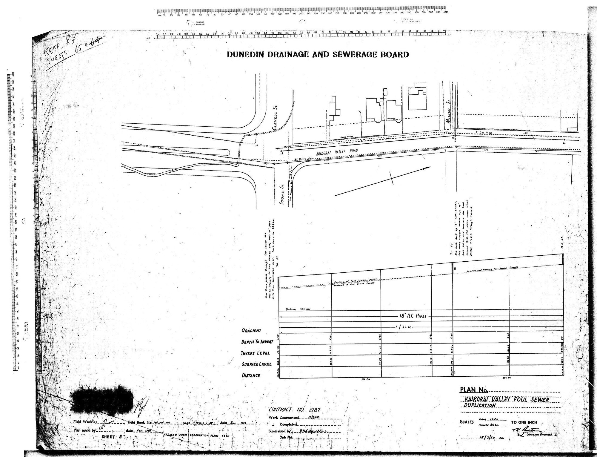 KAIKORAI VALLEY FOUL SEWER DUPLICATION SHEET NO5