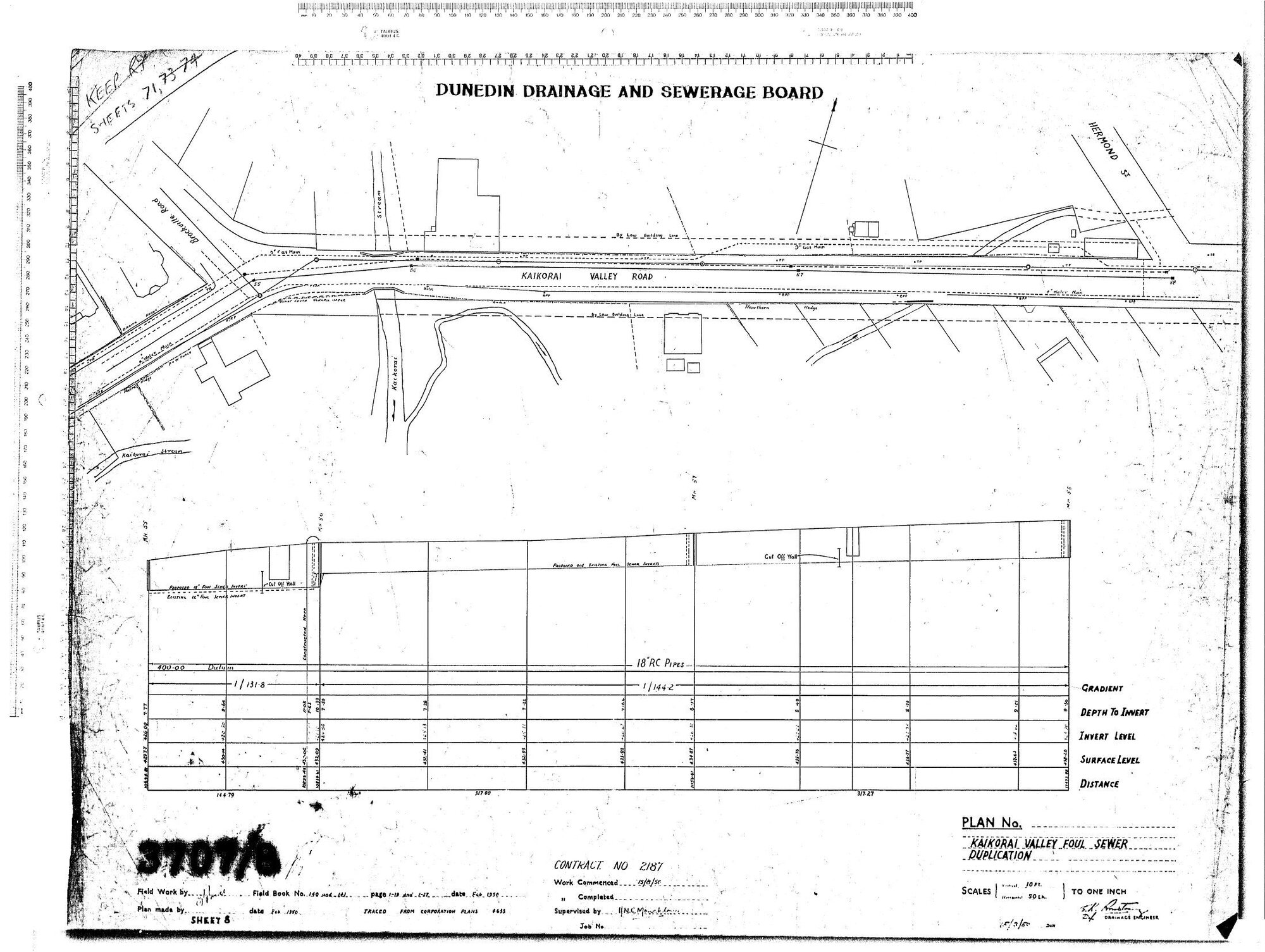 KAIKORAI VALLEY FOUL SEWER DUPLICATION SHEET NO8
