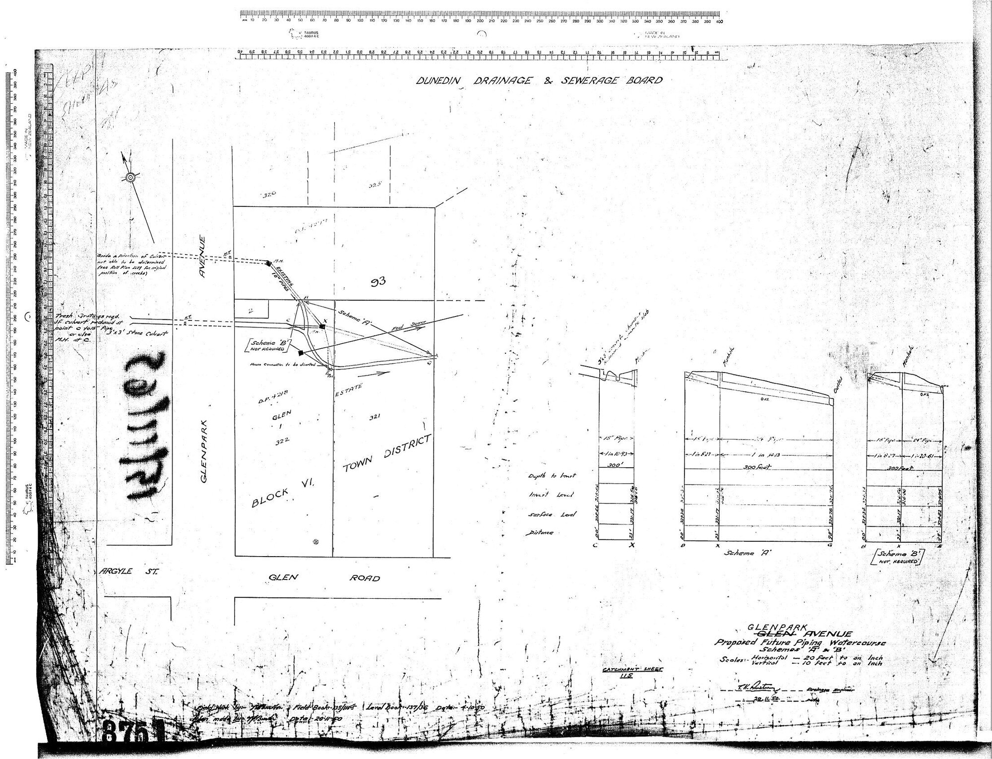 GLENPARK AVENUE PROPOSED FUTURE PIPING WATERCOURSE SCHEMES 'A' &amp; 'B'
