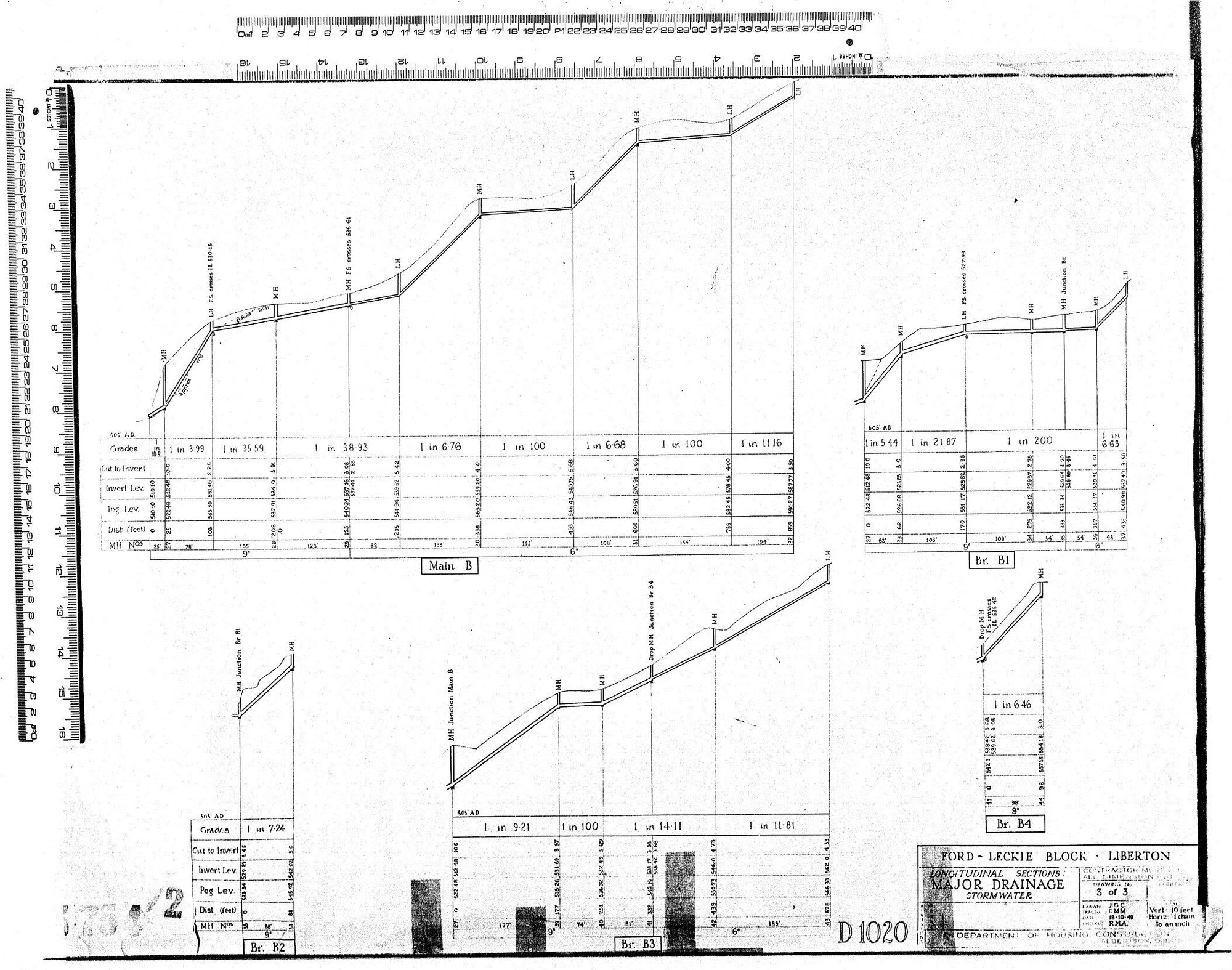 FORD - LECKIE BLOCK - LIBERTON LONGITUDINAL SECTIONS MAJOR DRAINAGE STORMWATER