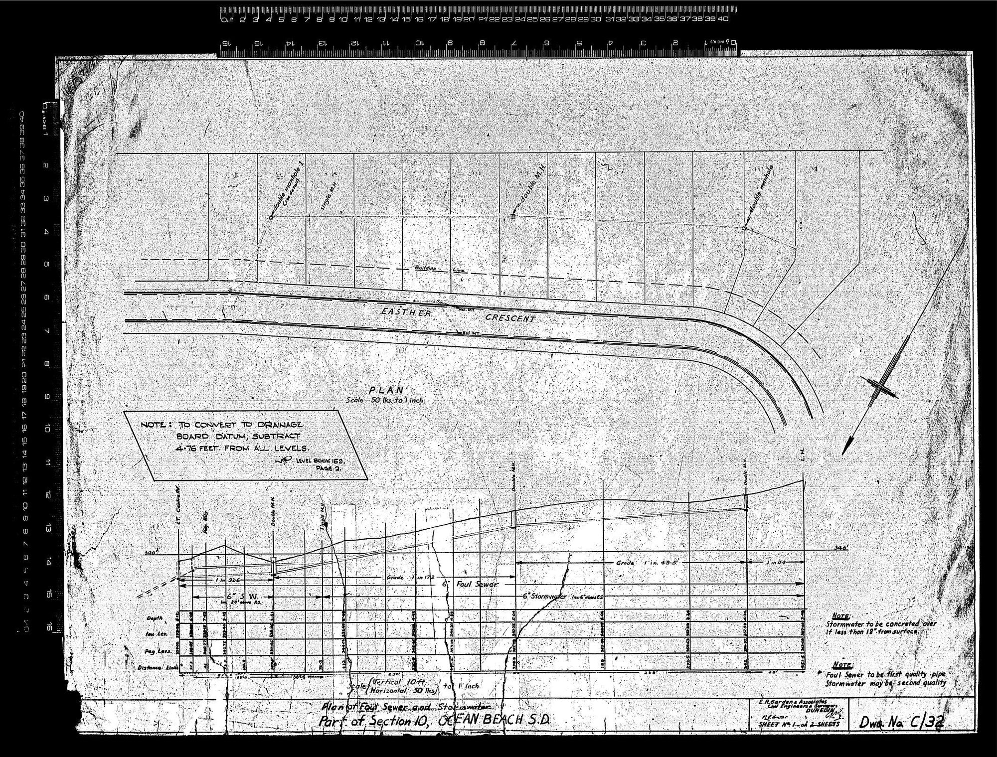 PLAN OF FOUL SEWER AND STORMWATER PART OF SECTION 10 OCEAN BEACH S.D.