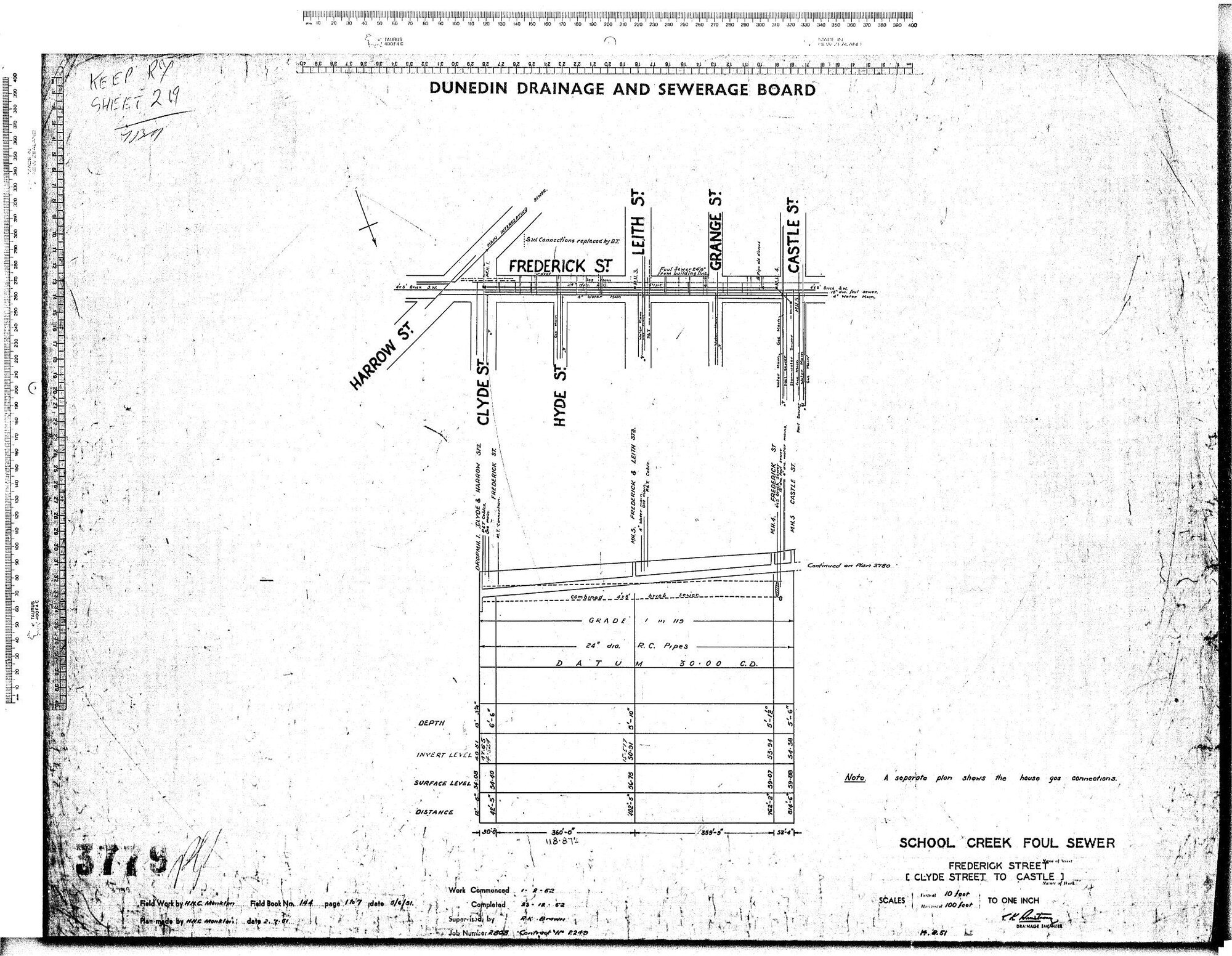 SCHOOL CREEK FOUL SEWER - FREDERICK STREET  (CLYDE STREET TO CASTLE)