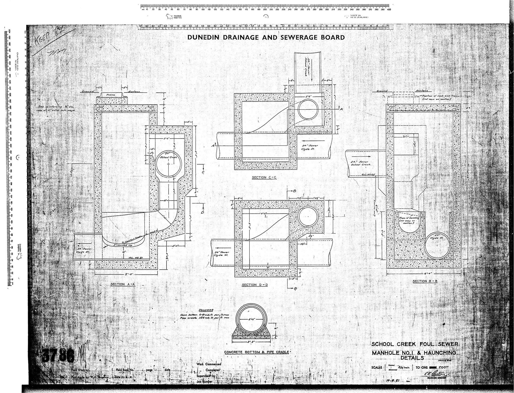 SCHOOL CREEK FOUL SEWER MANHOLE NO.1 &amp; HAUNCHING DETAILS