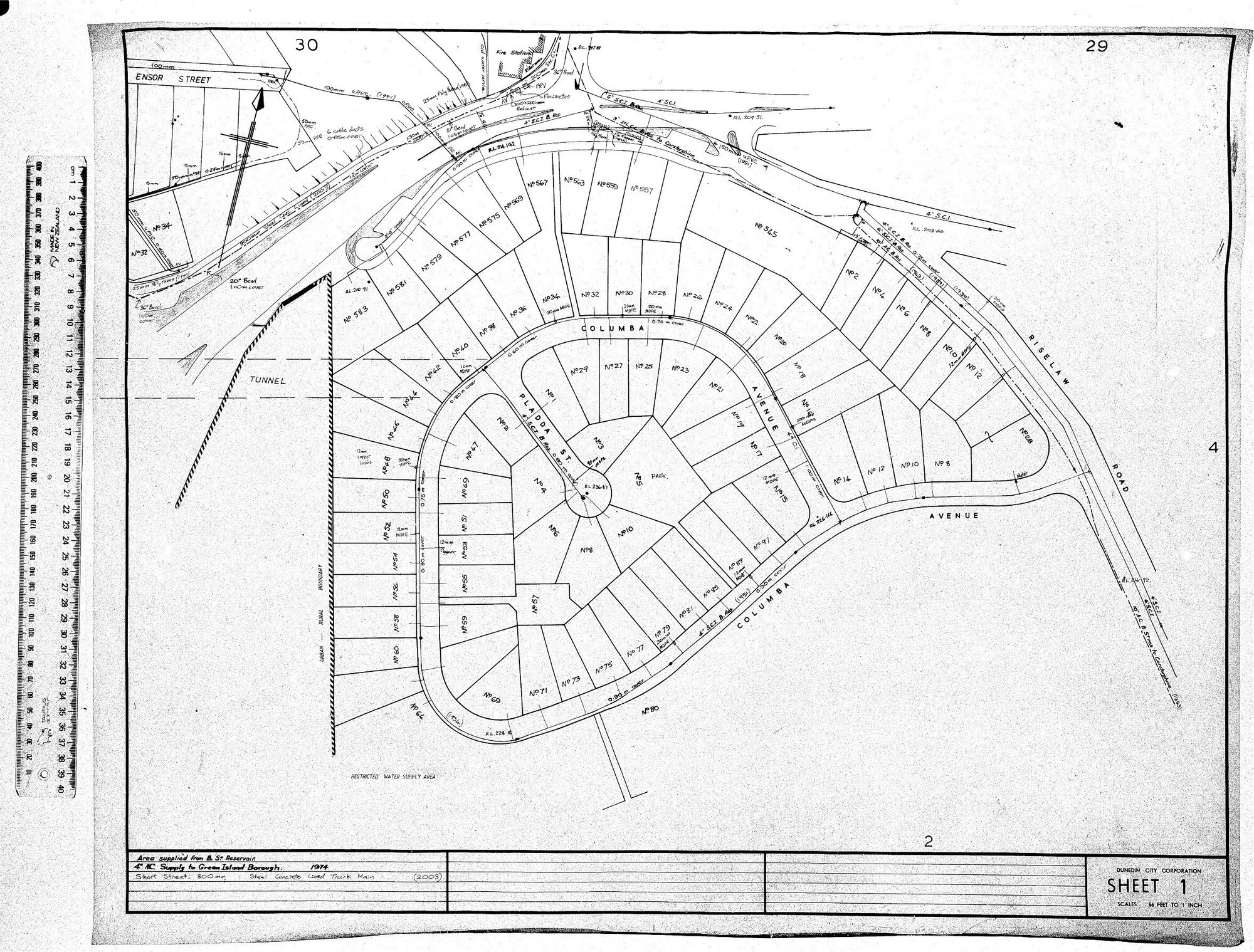 AREA SUPPLIED FROM B. ST RESERVOIR.