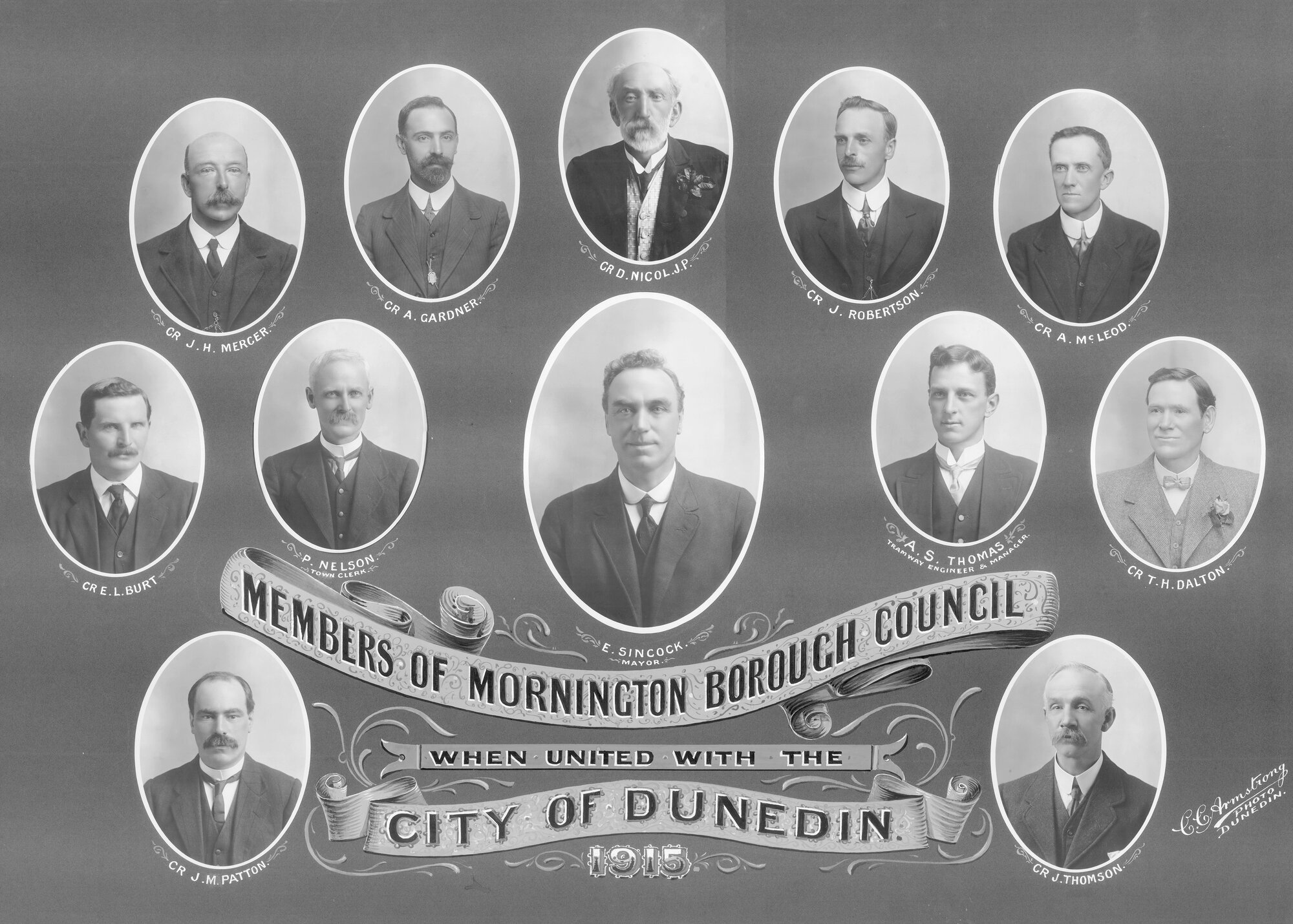Members of the Mornington Borough Council when united with the City of Dunedin