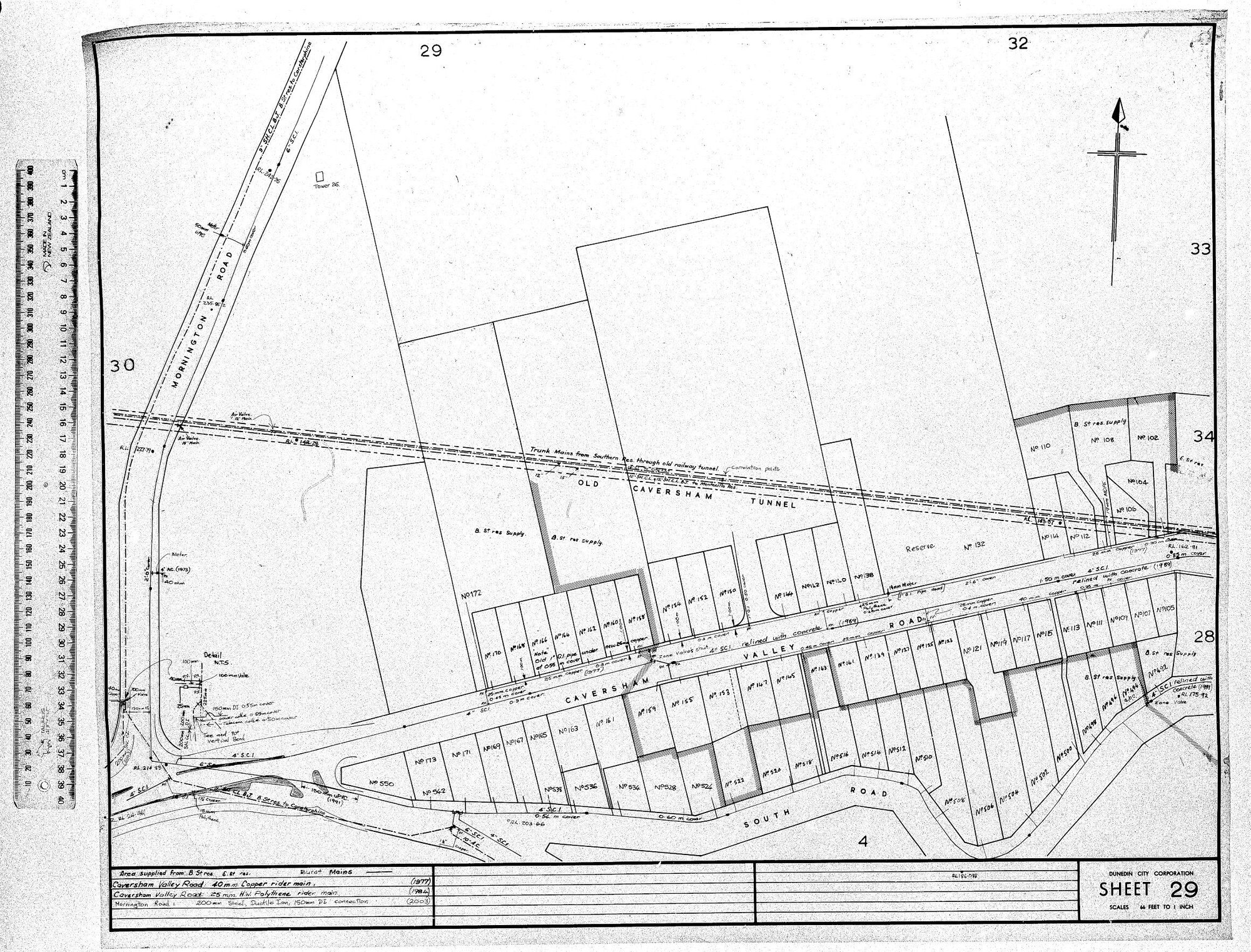 AREA SUPPLIED FROM B. ST. RES. &amp; ST RES - BURST MAINS