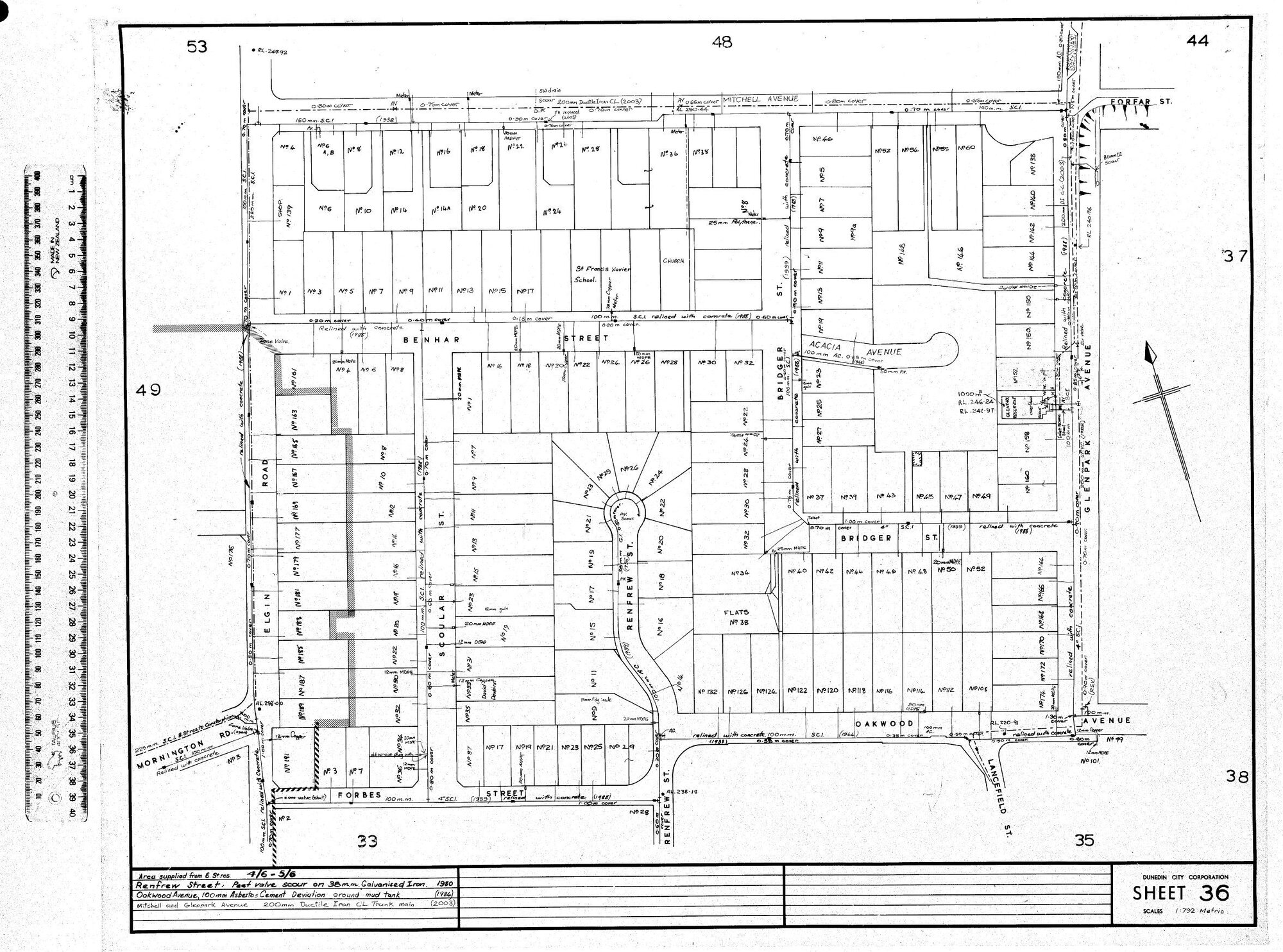 AREA SUPPLIED FROM B &amp; E ST RES. 4/6-5/6