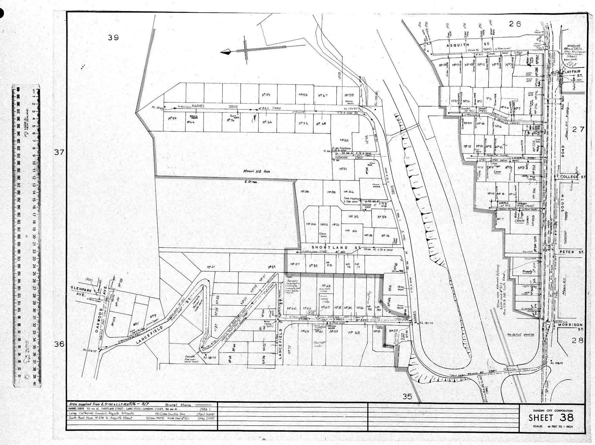 AREA SUPPLIED FROM E. ST RES &amp; L.L.5 M.H 5/6 - 5/7 - BURST MAINS