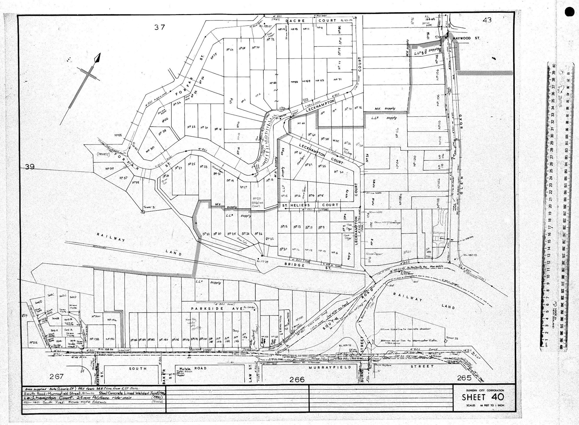 AREA SUPPLIED NOT (LAURIE ST) P.R.V FEEDS M.H. ZONE FROM E ST ZONE