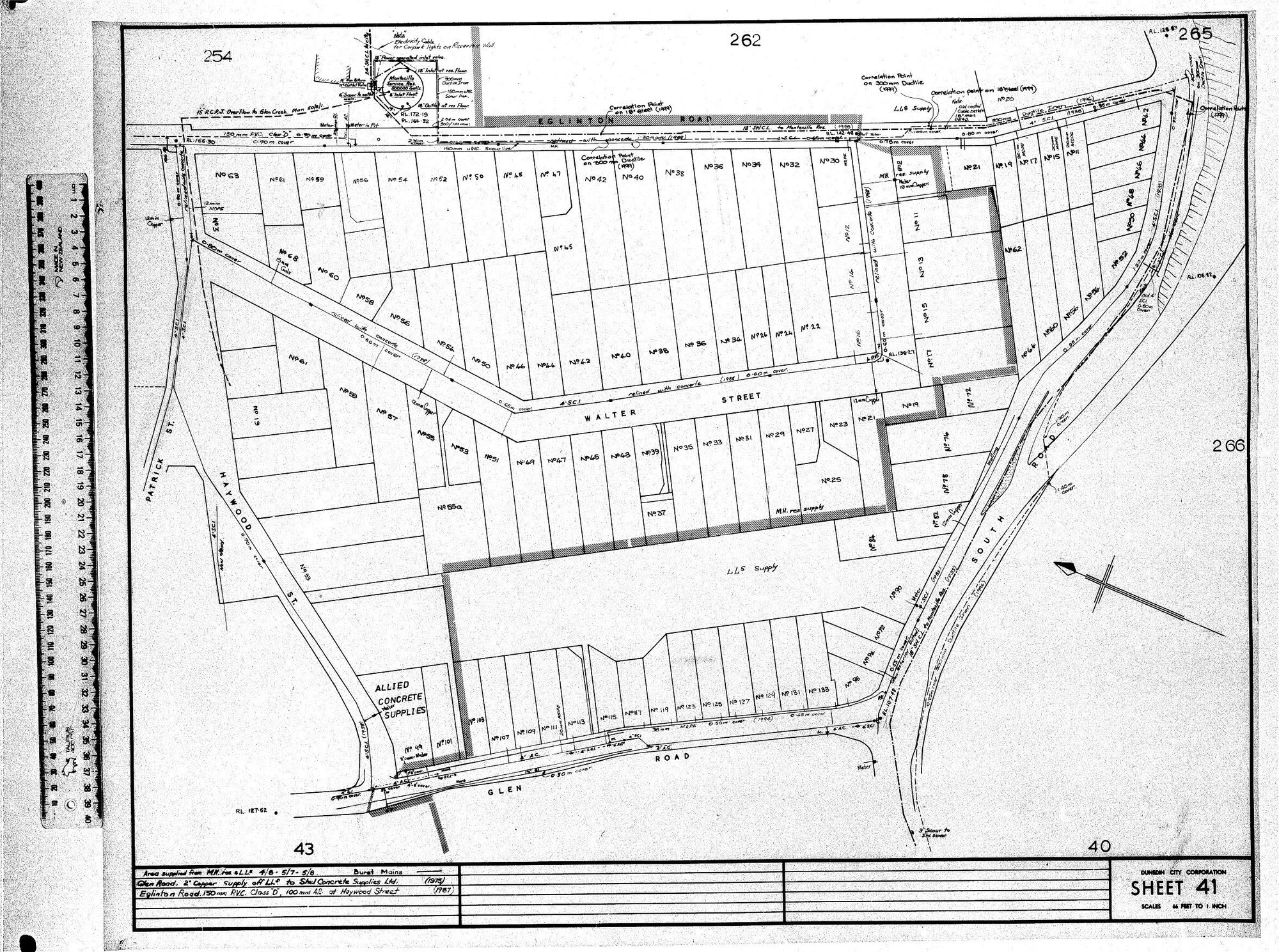 AREA SUPPLIED FROM M.H RES &amp; L/L.5 4/8 - 5/7 - 5/8 - BURST MAINS