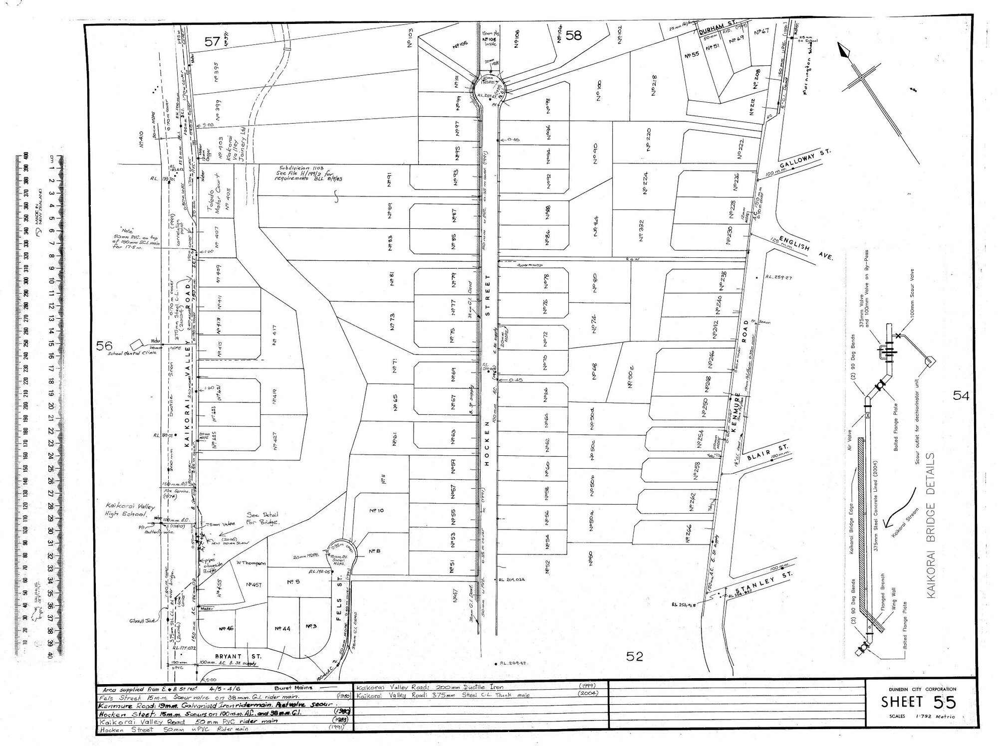 AREA SUPPLIED FROM E &amp; B. ST. RES 4/5 - 4/6 - BURST MAINS