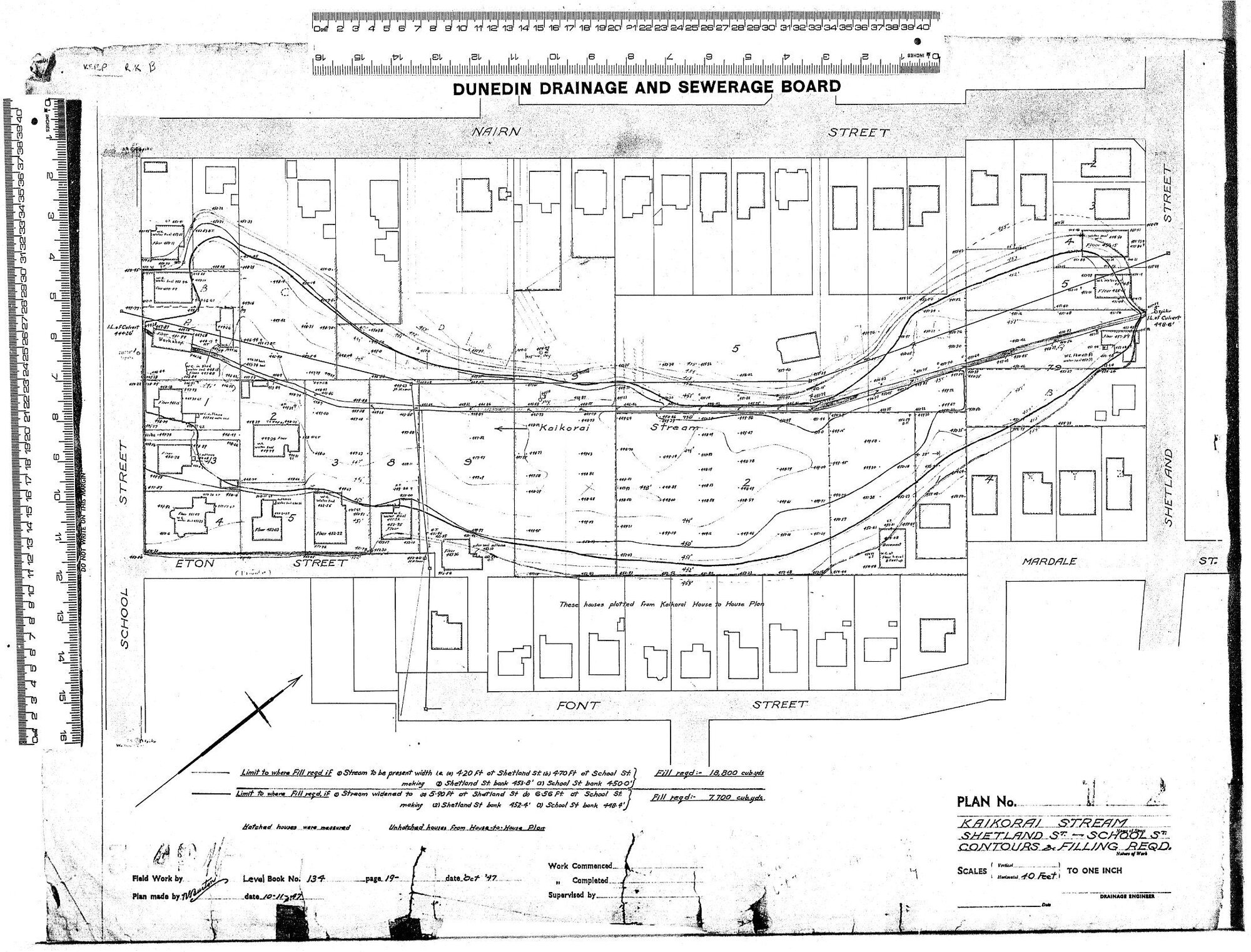KAIKORAI STREAM - SHETLAND ST - SCHOOL ST CONTOURS &amp; FILLING REQD