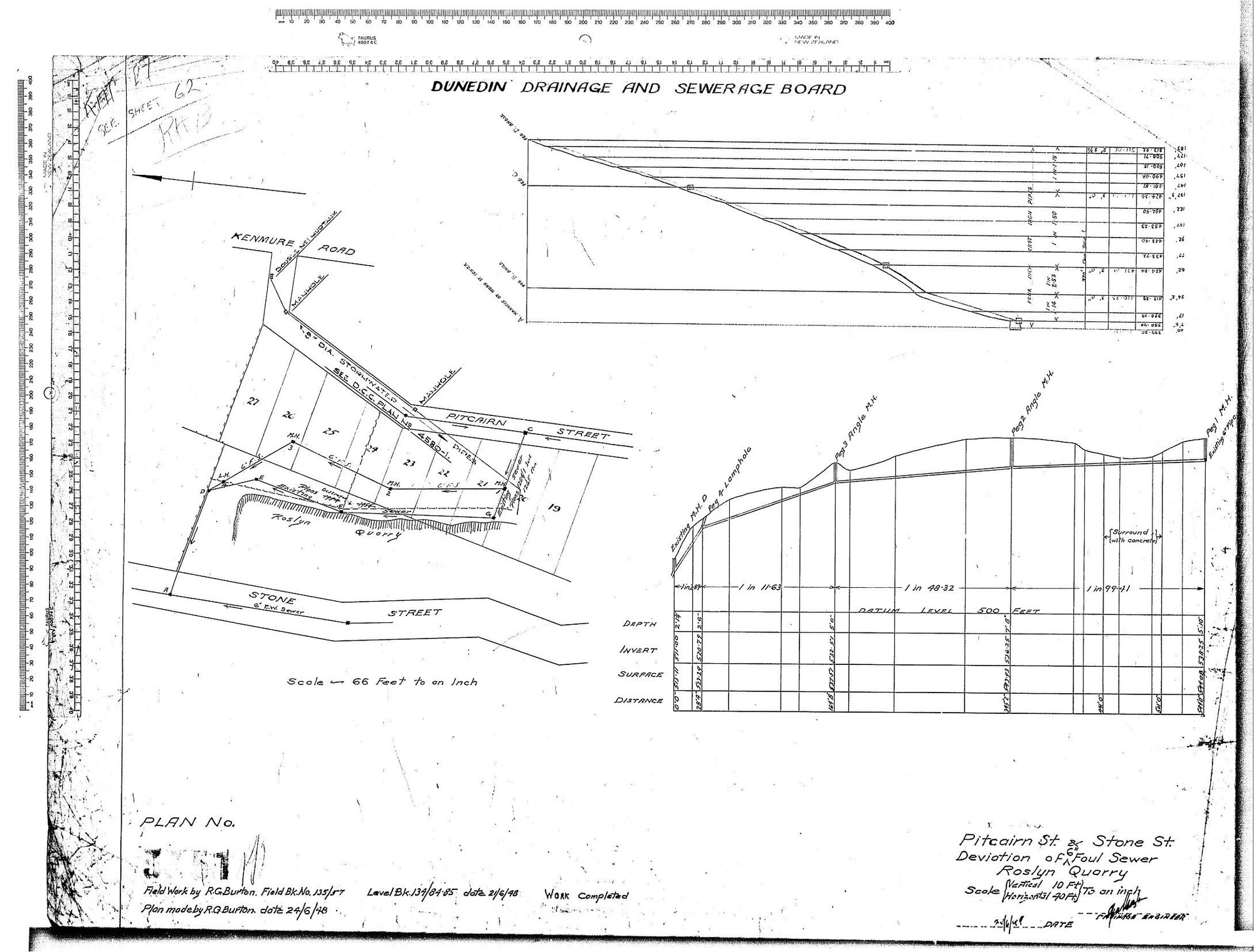 PITCAIRN ST &amp; STONE ST - DEVIATION OF 6" FOUL SEWER ROSLYN QUARRY