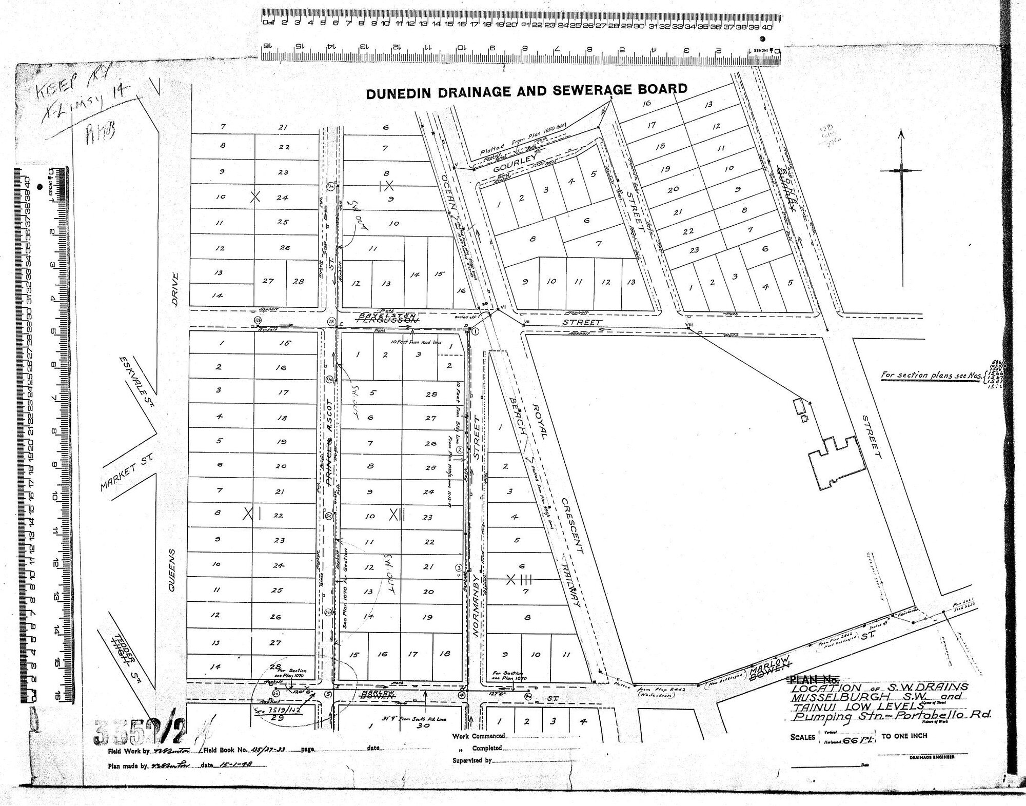 LOCATION OF S.W DRAINS - MUSSELBURGH S.W TAINUI LOW LEVELS PUMPING STN TO PORTOBELLO RD