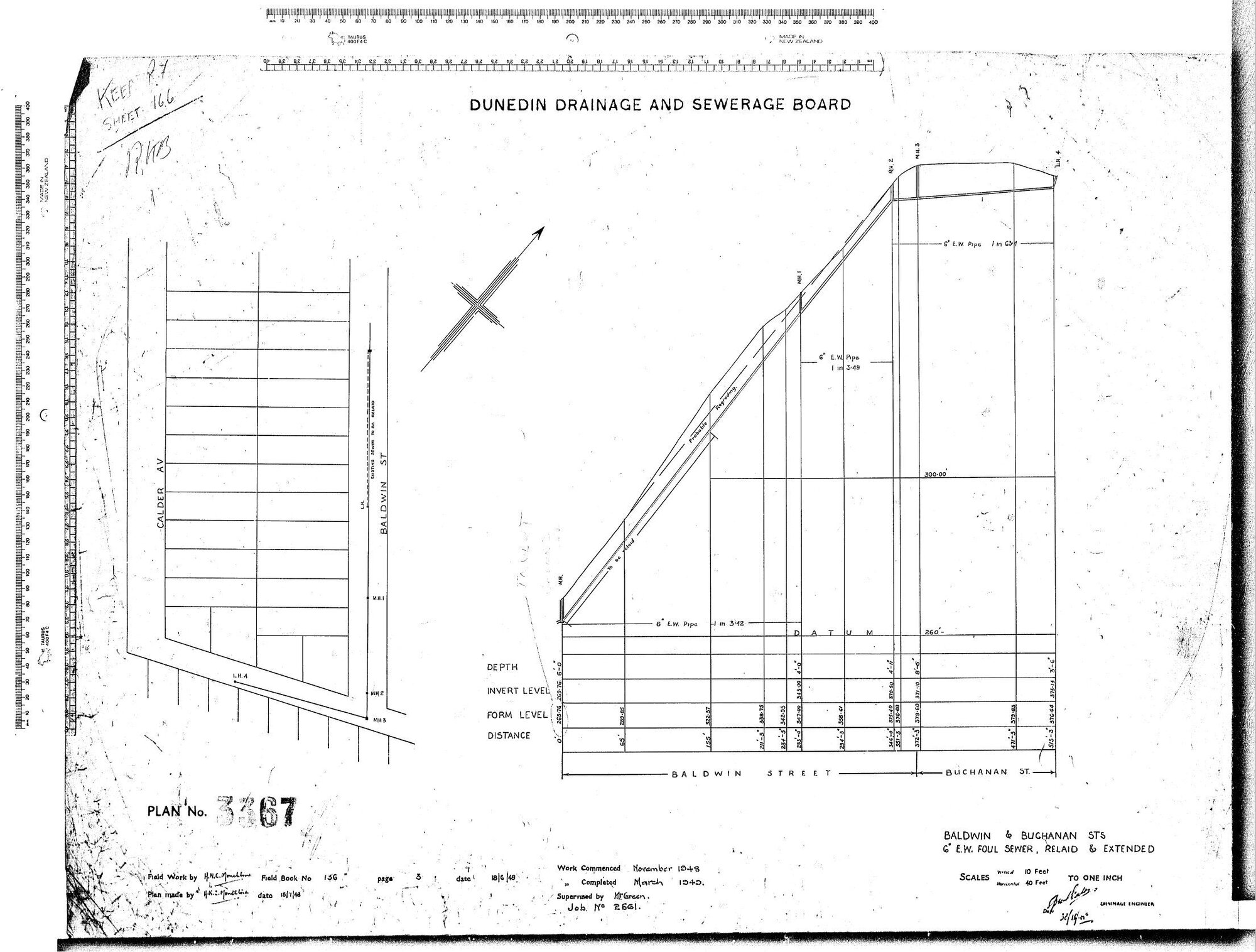 BALDWIN &amp; BUCHANAN STS - 6" E.W FOUL SEWER, RELAID &amp; EXTENDED