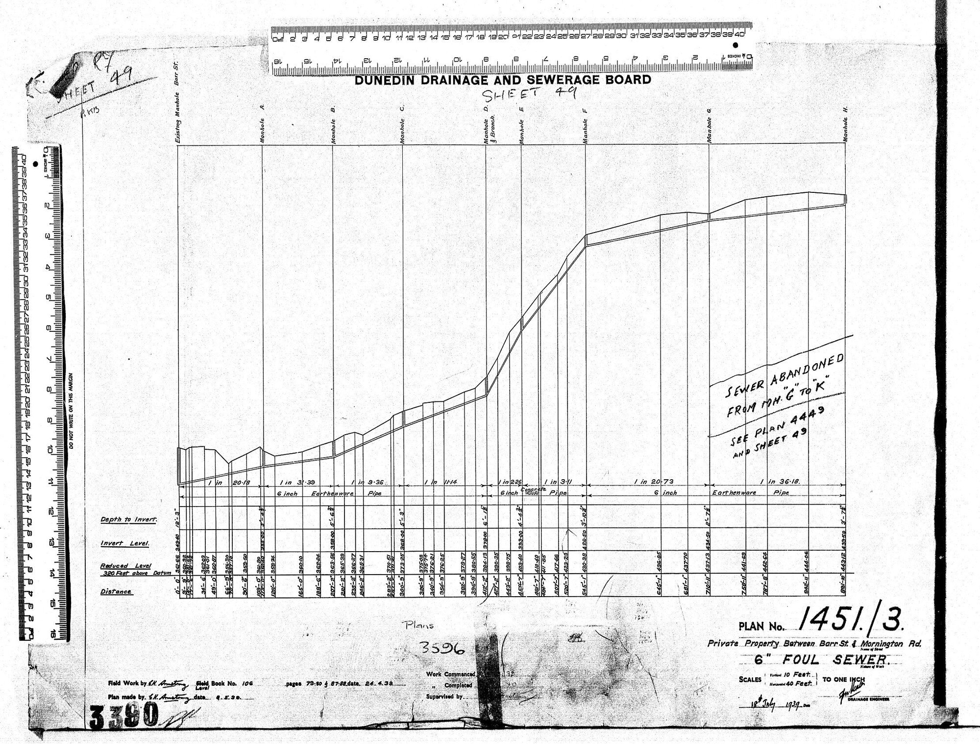 PRIVATE PROPERTY BETWEEN BARR ST &amp; MORNINGTON RD - 6" FOUL SEWER
