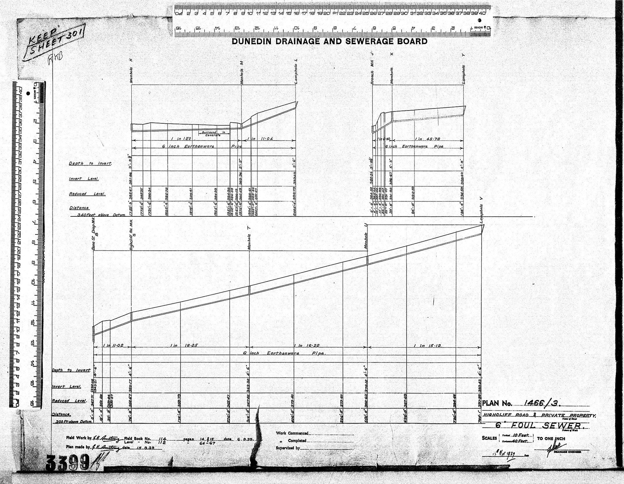 HIGHCLIFF ROAD &amp; PRIVATE PROPERTY  - 6" FOUL SEWER