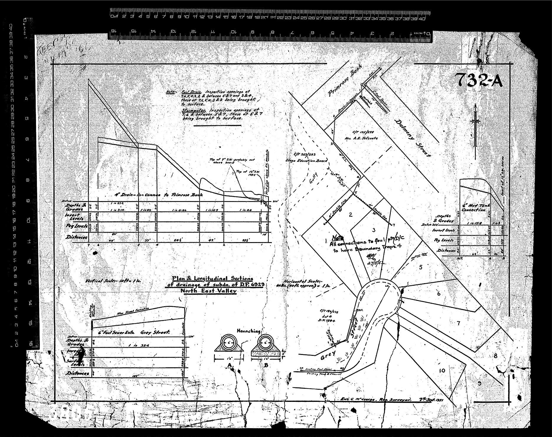 PLAN &amp; LONGITUDINAL SECTIONS OF DRAINAGE OF SUBDN. OF D.P. 6929  NORTH EAST VALLEY