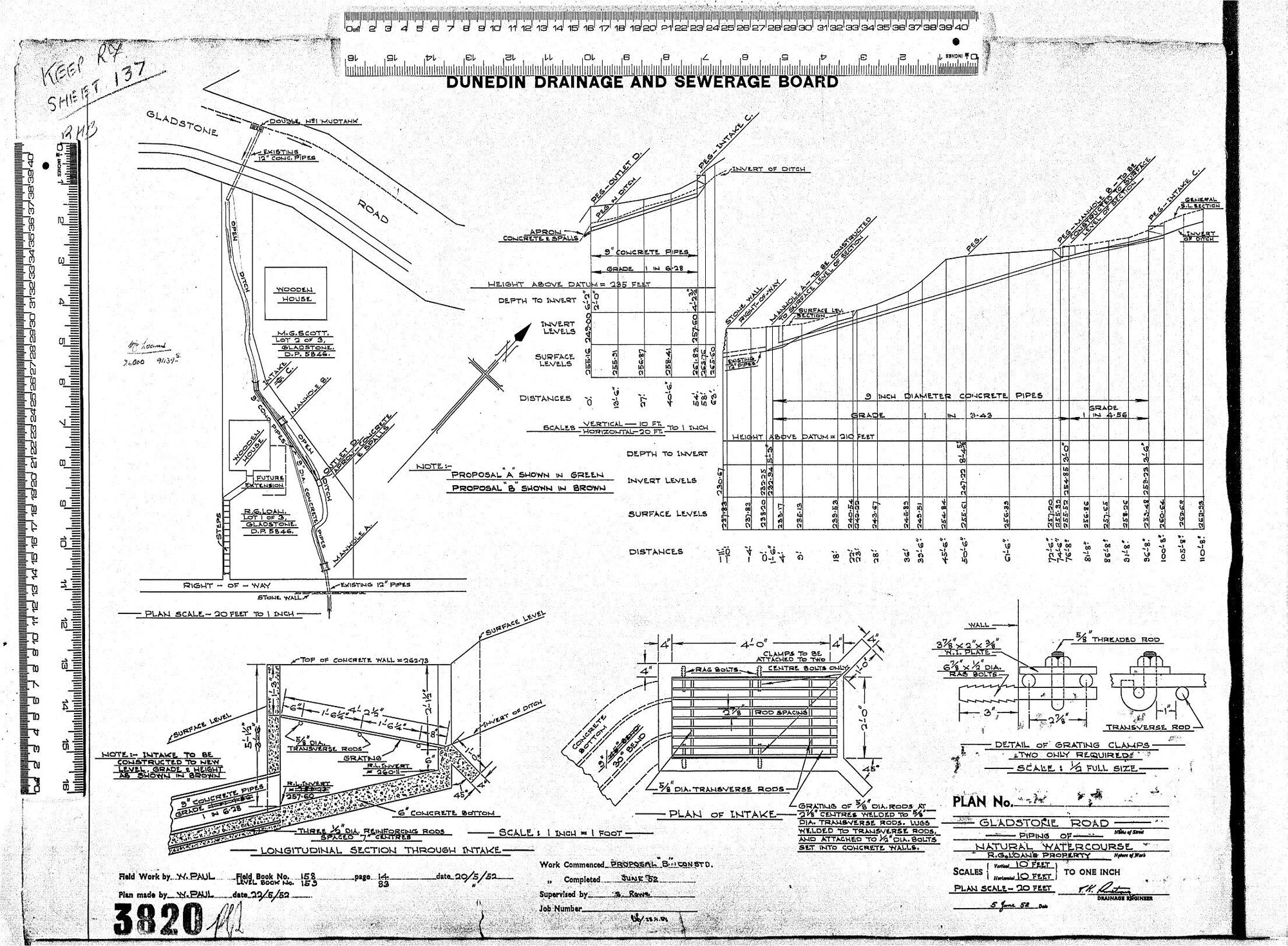 GLADSTONE ROAD  -  PIPING OF  -  NATURAL WATERCOURSE  R.G. LOANS PROPERTY