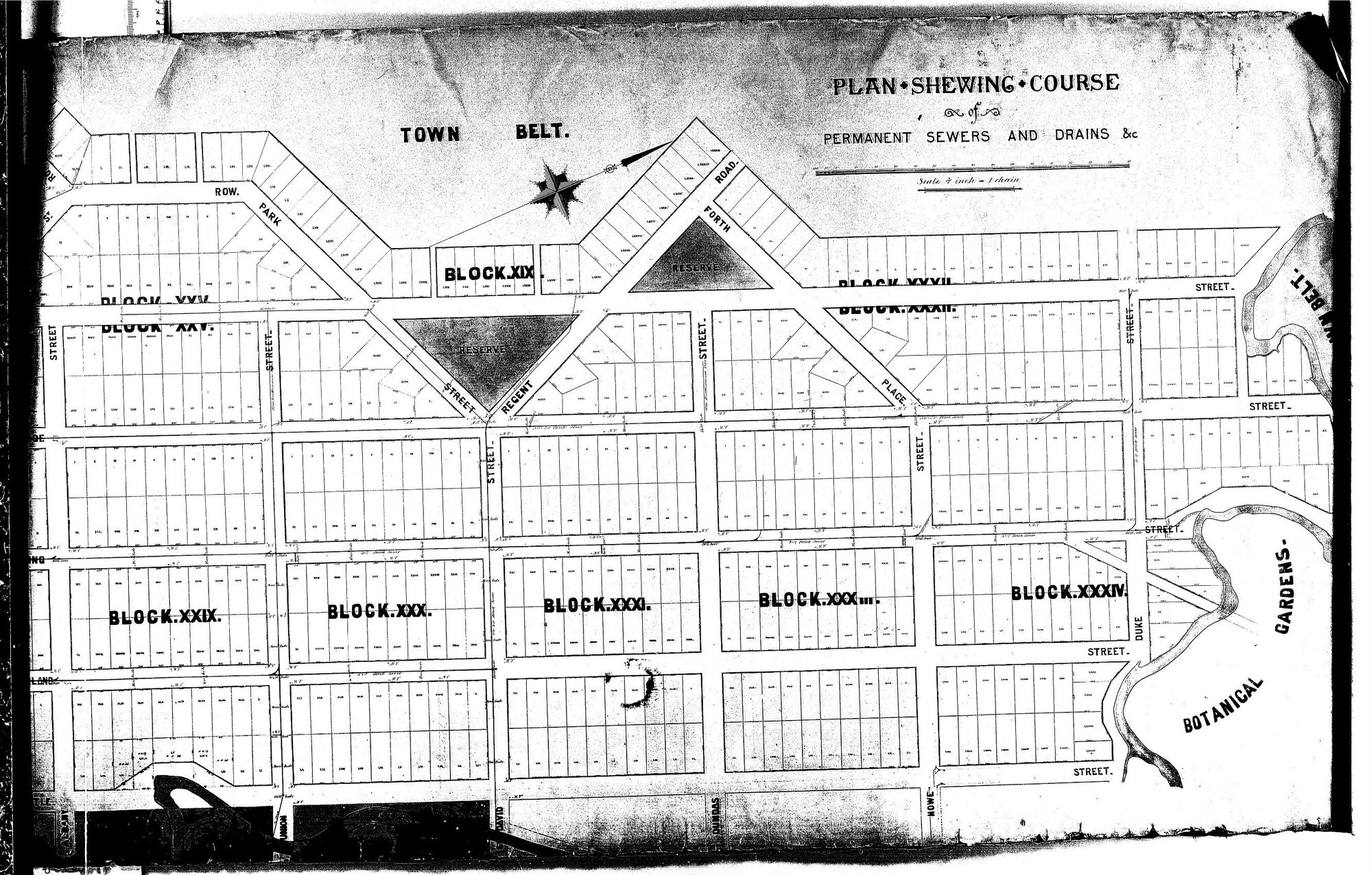 PLAN SHEWING COURSE  -  PERMANENT SEWERS AND DRAINS 