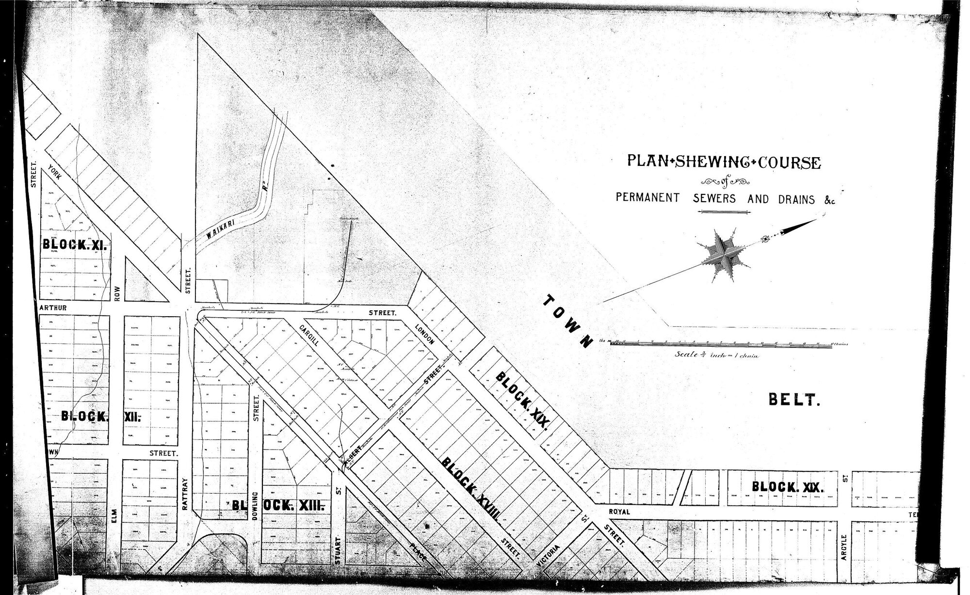 PLAN SHEWING COURSE  -  PERMANENT SEWERS AND DRAINS 