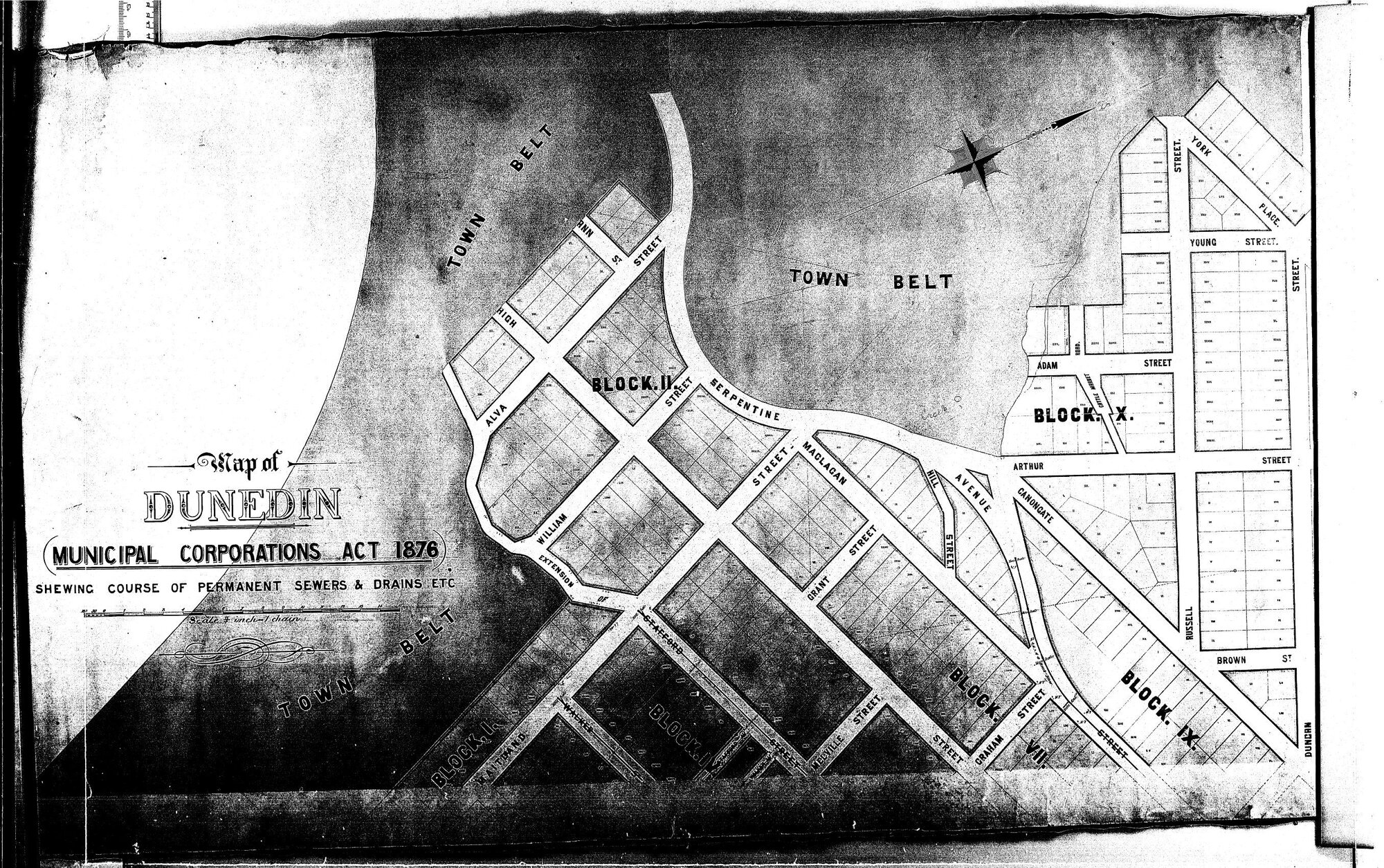 PLAN SHEWING COURSE  -  PERMANENT SEWERS AND DRAINS 