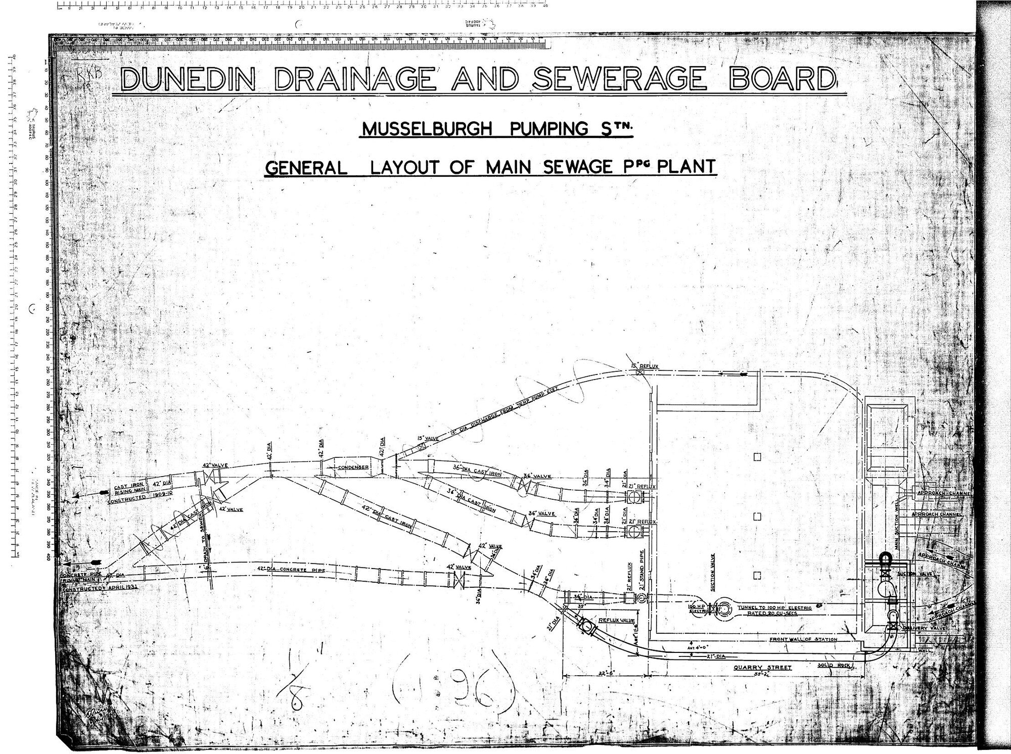 MUSSELBURGH PUMPING STN.  GENERAL LAYOUT OF MAIN SEWAGE PPG. PLANT