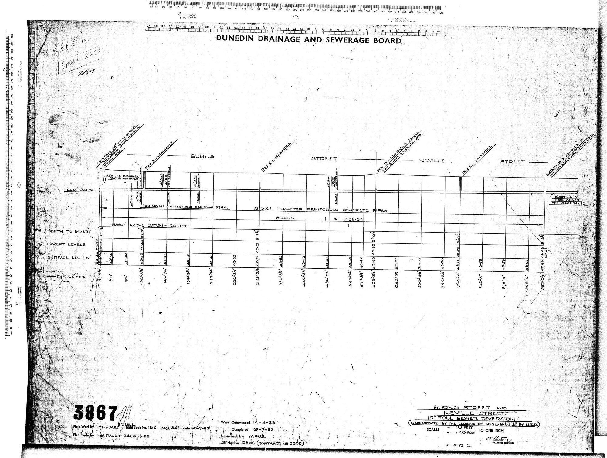  BURNS STREET AND NEVILLE STREET  12" FOUL SEWER DIVERSION