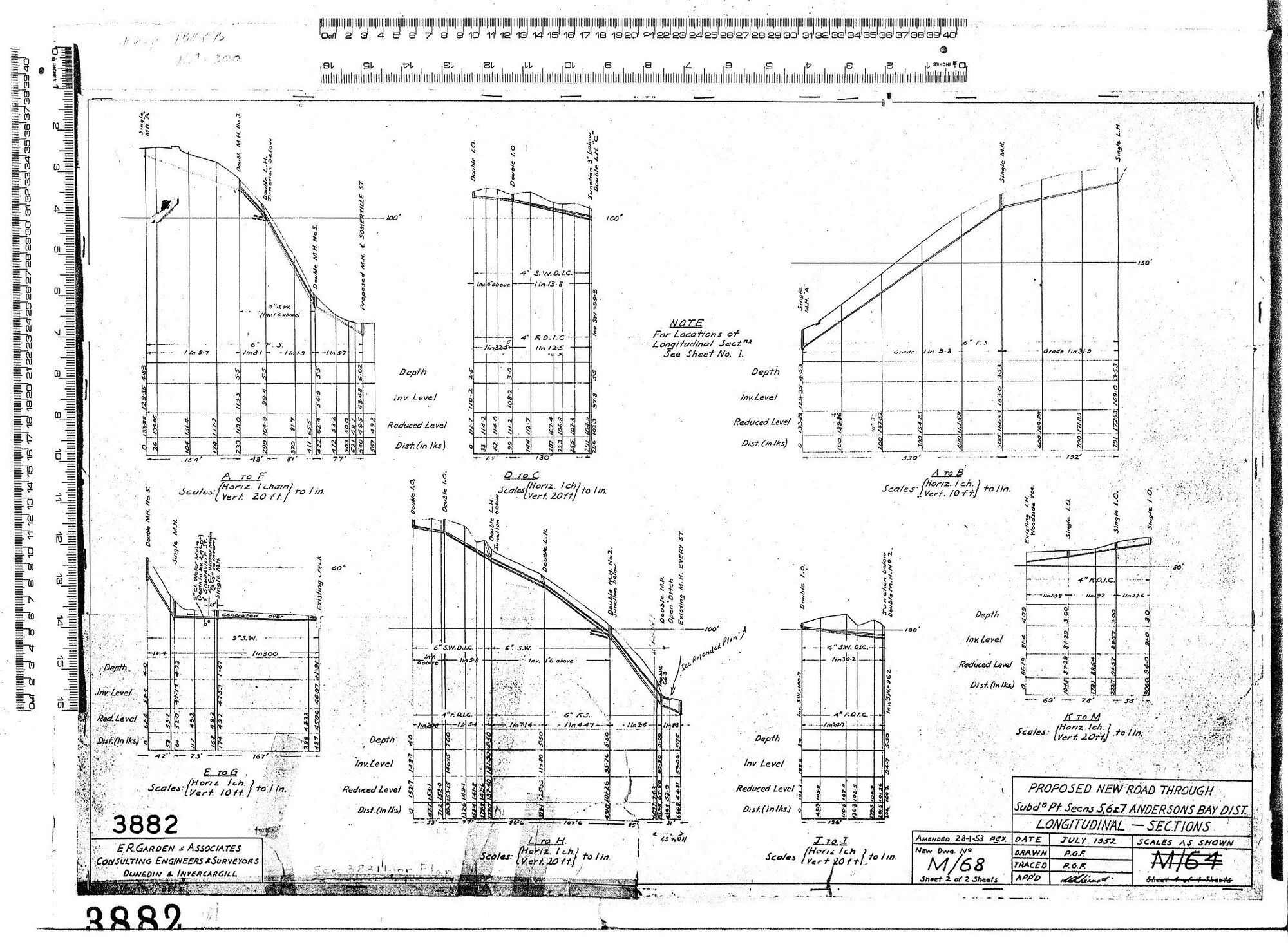 PROPOSED NEW ROAD THROUGH SUBDN PT. SECNS 5,6 &amp;7 ANDERSONS BAY DIST - LONGITUDINAL - SECTIONS