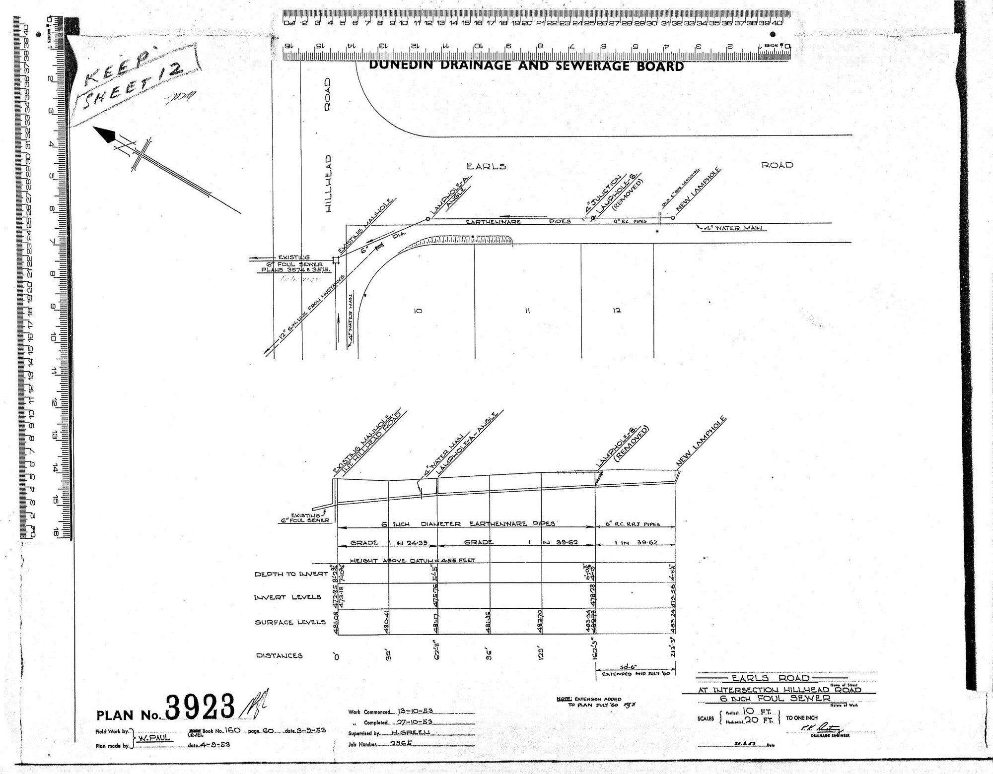 EARLS ROAD  AT INTERSECTION HILLHEAD ROAD  6" FOUL SEWER