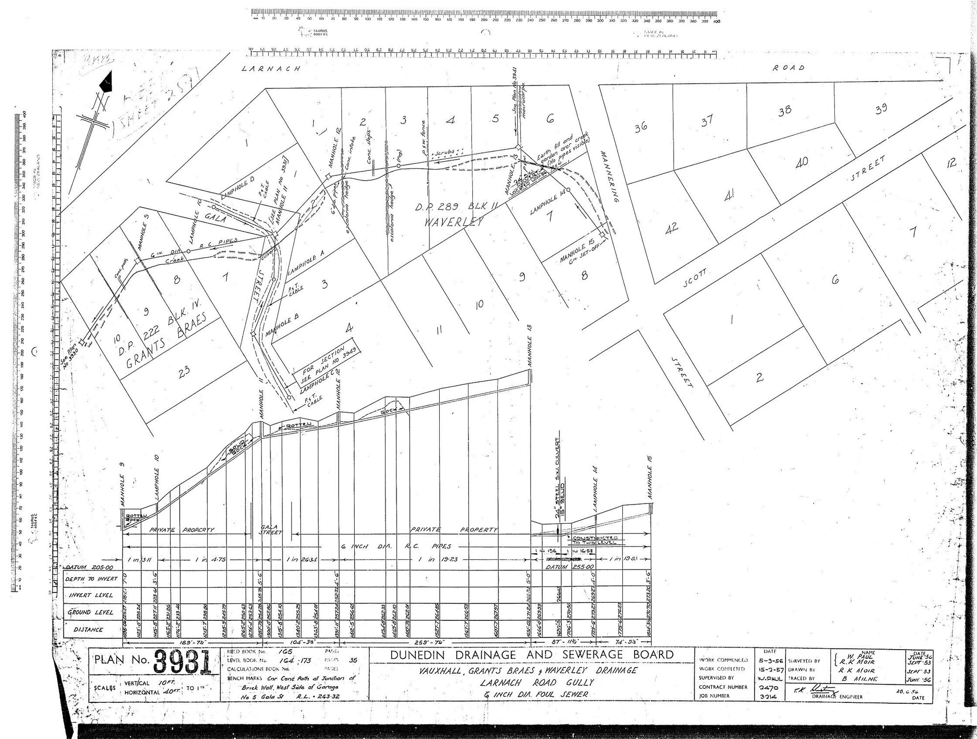 VUAXHALL, GRANT'S BRAES &amp; WAVERLEY DRAINAGE SCHEME - LARNACH ROAD GULLY 6" DIA FOUL SEWER