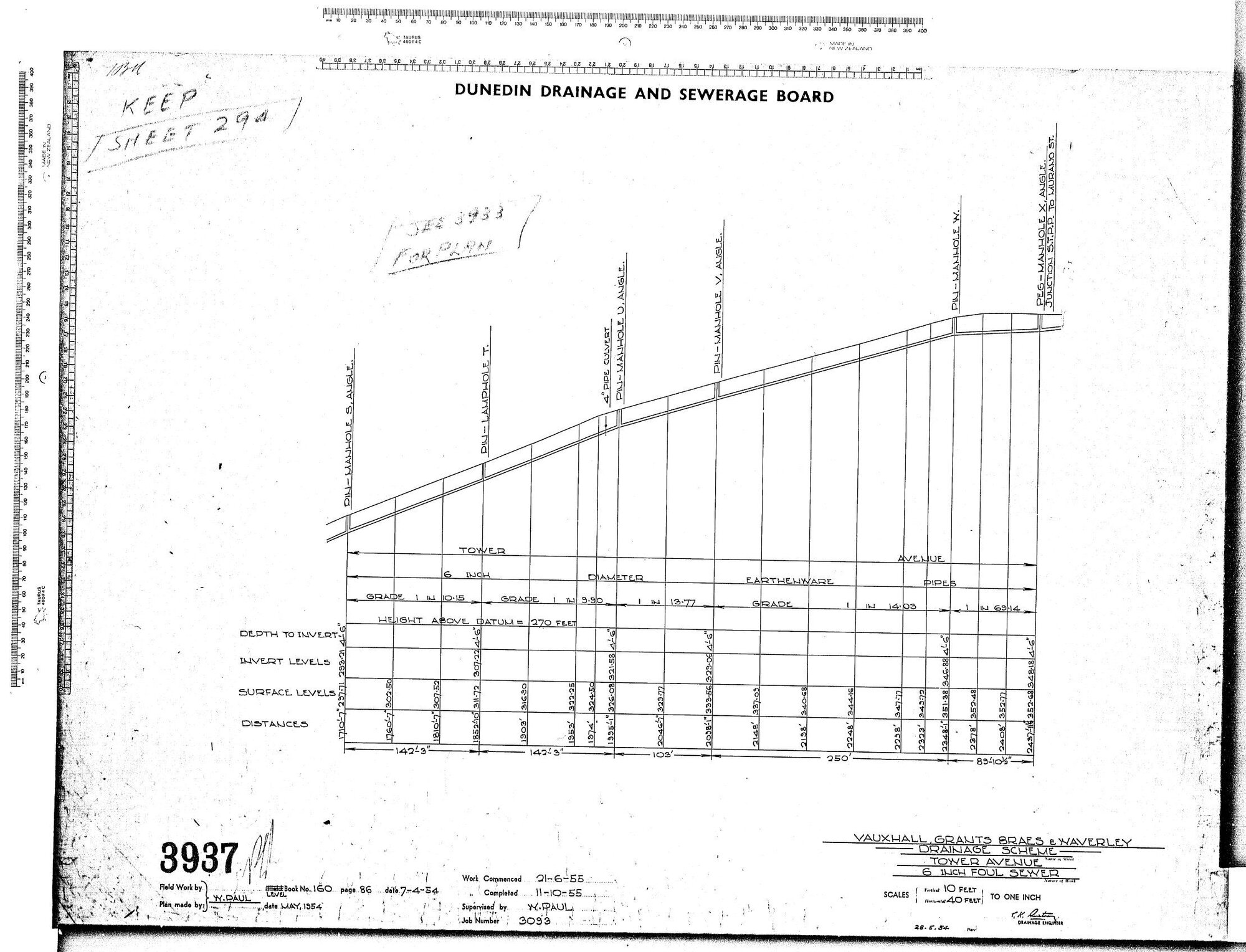 VUAXHALL, GRANT'S BRAES &amp; WAVERLEY DRAINAGE SCHEME  TOWER AVENUE 6" FOUL SEWER