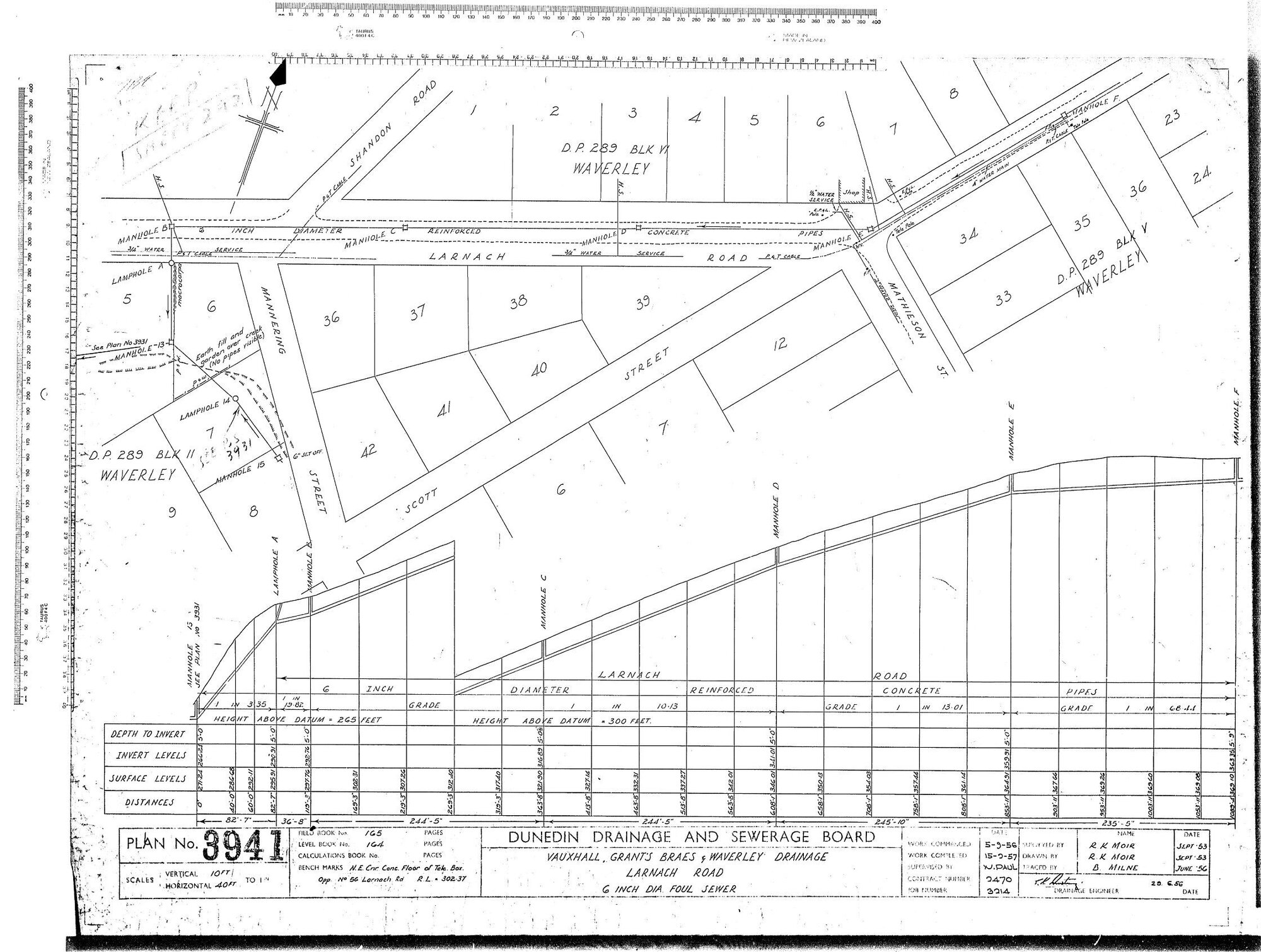 VUAXHALL, GRANT'S BRAES &amp; WAVERLEY DRAINAGE LARNACH ROAD 6" DIA FOUL SEWER