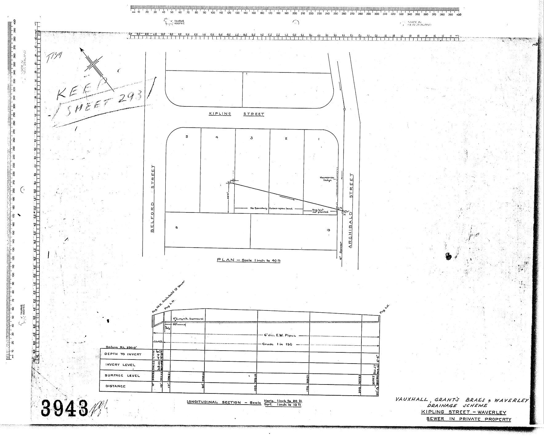 VUAXHALL, GRANT'S BRAES &amp; WAVERLEY DRAINAGE SCHEME KIPLING STREET - WAVERLEY SEWER IN PRIVATE PROPERTY