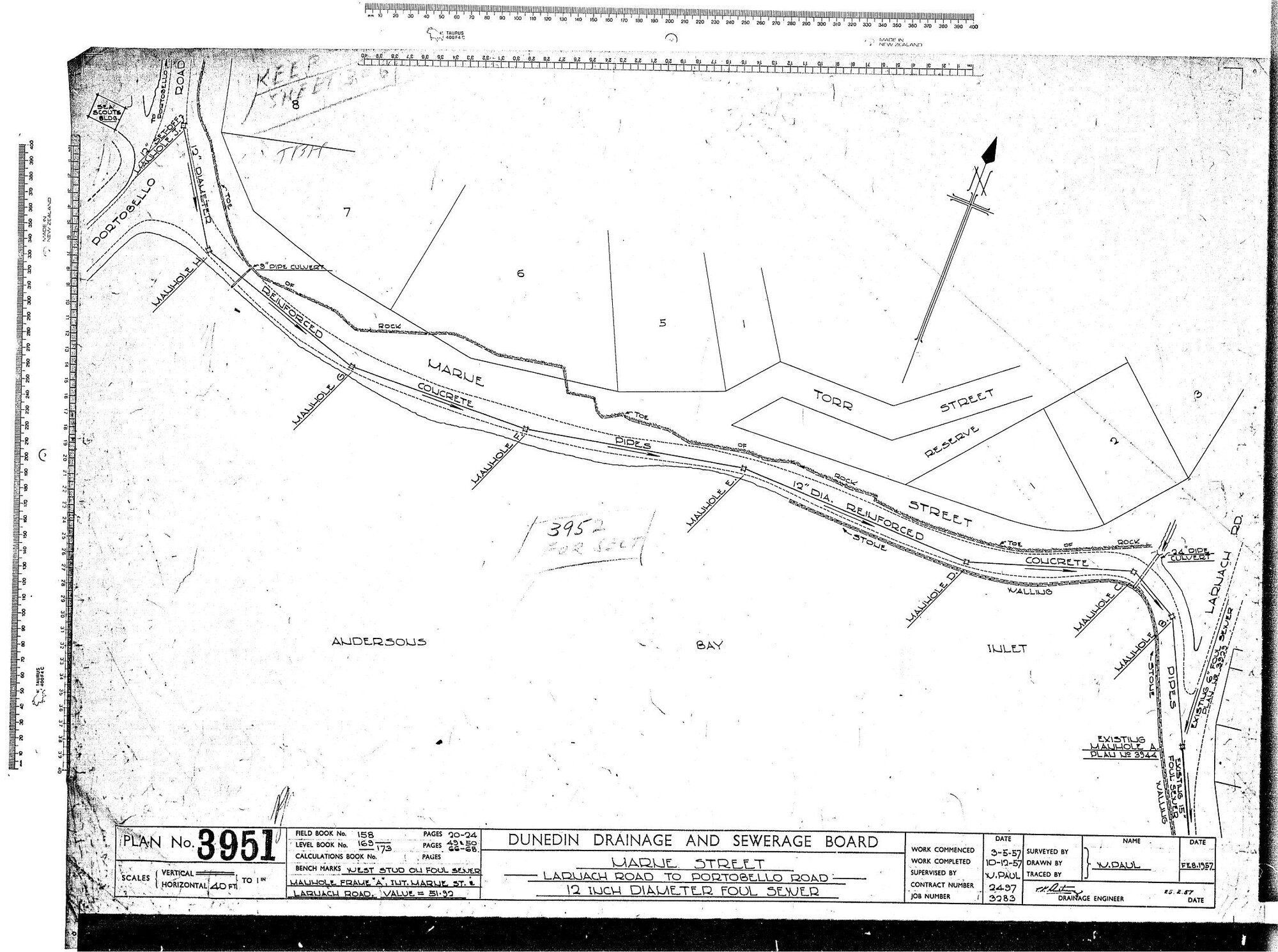 MARNE STREET LARNACH TO PORTOBELLO ROAD  12" DIAMETER FOUL SEWER