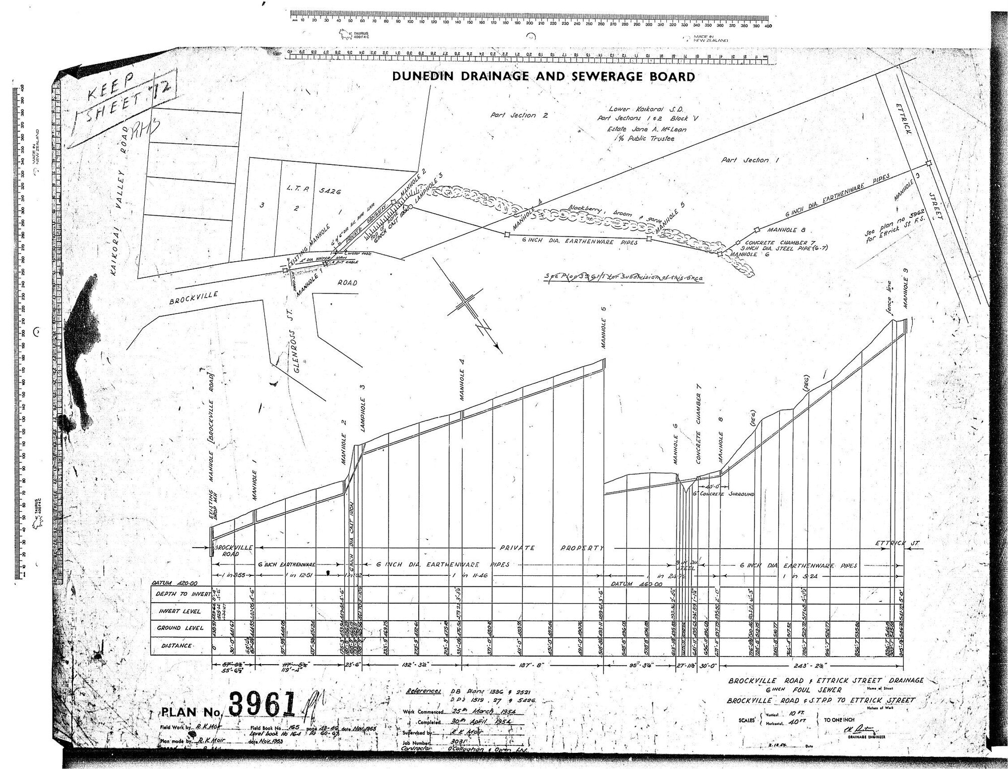 BROCKVILLE ROAD &amp; ETTRICK STREET DRAINAGE  6" FOUL SEWER  BROCKVILLE ROAD &amp; S.T.P.P. TO ETTRICK STREET